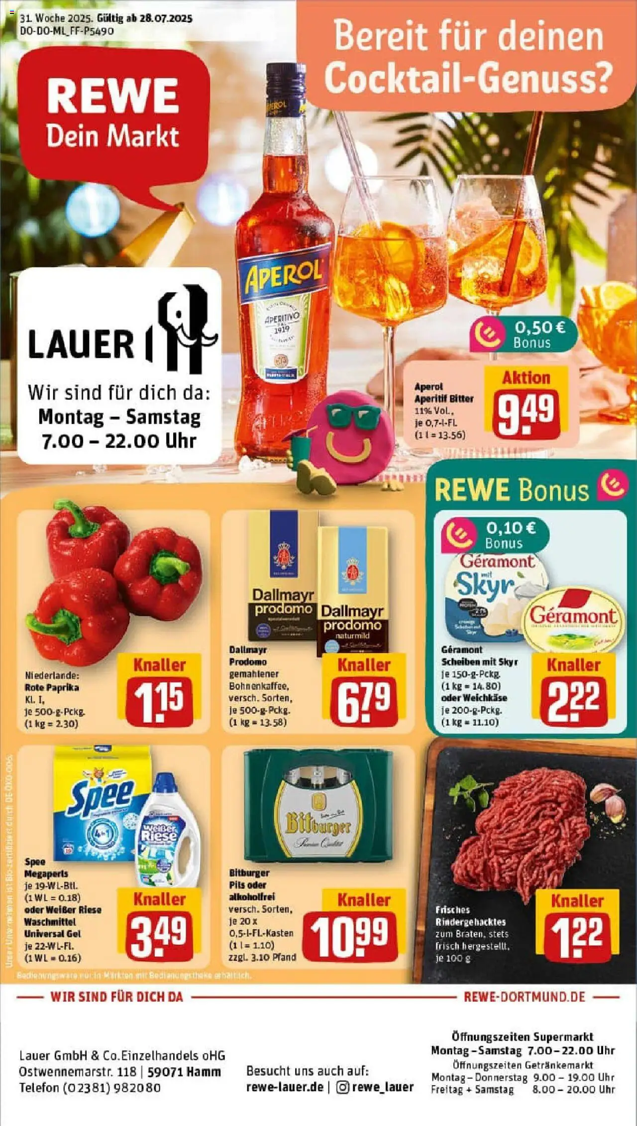 REWE Prospekt ab 27.07.2025 nächste Woche - Prospekt Hamm	
