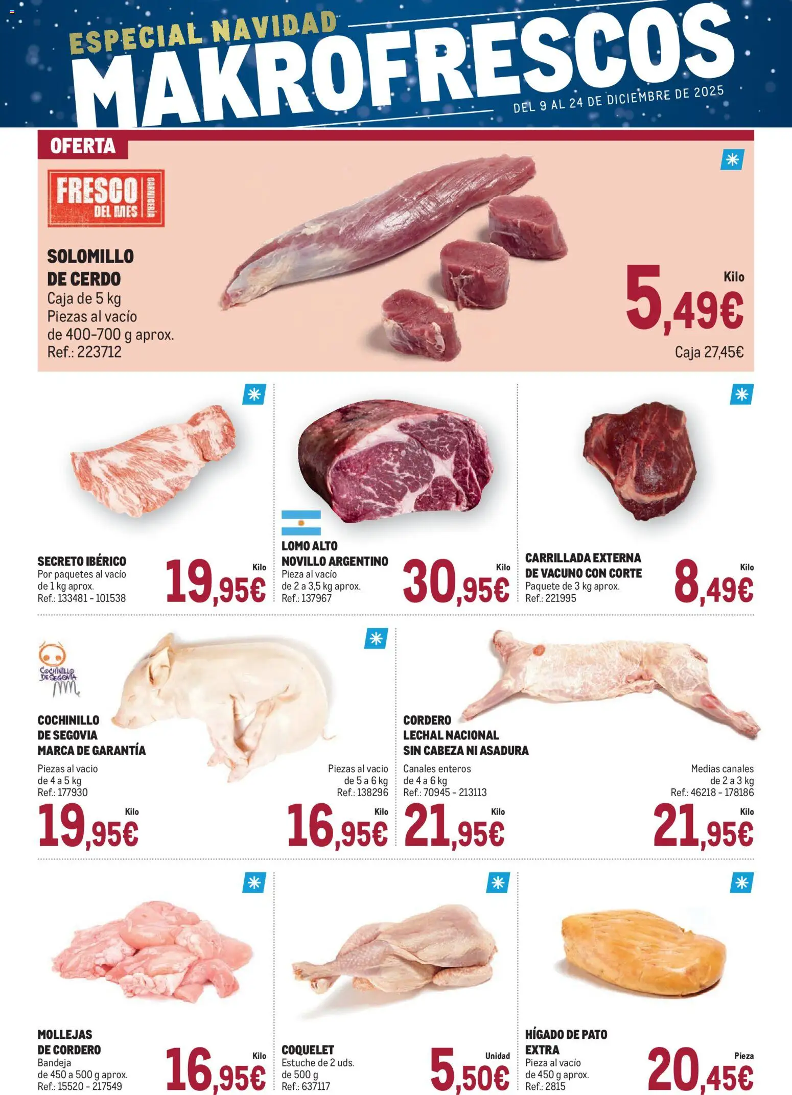 Vista previa del folleto de la tienda Makro válido desde el 09/12/2025 - Medias, Cerdo, Hígado, Cordero, Solomillo de cerdo, Lomo, Bandeja, Hígado de pato