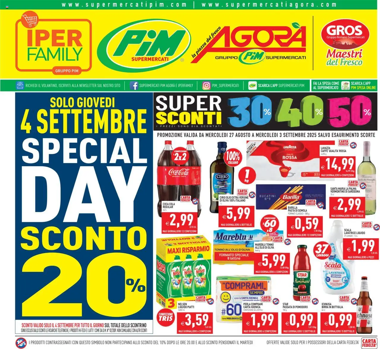 Volantino PIM Supermercati valido da 27/08/2025 numero di pagina 1