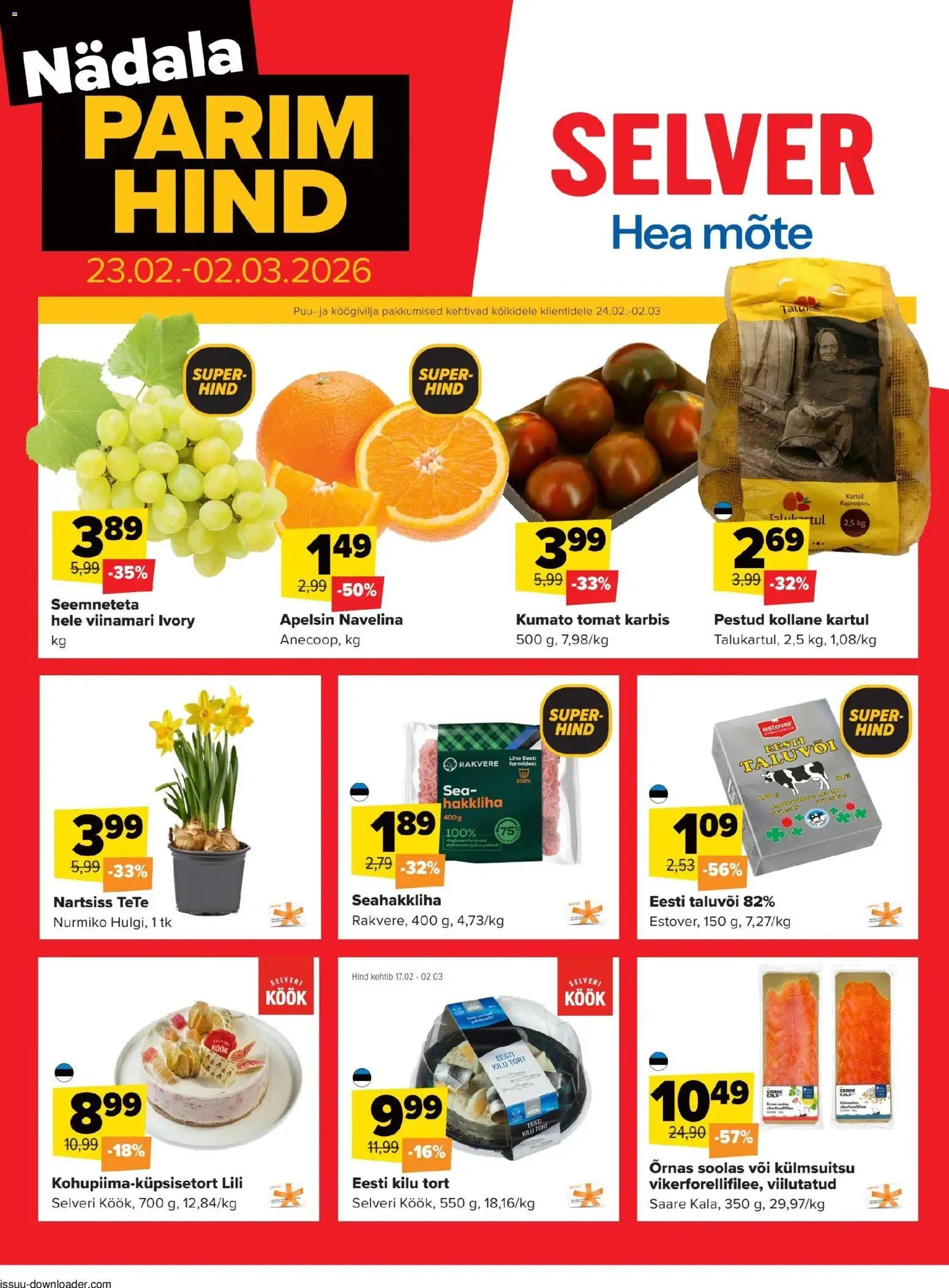 Selver kliendilehe eelvaade alates 23.02.2026