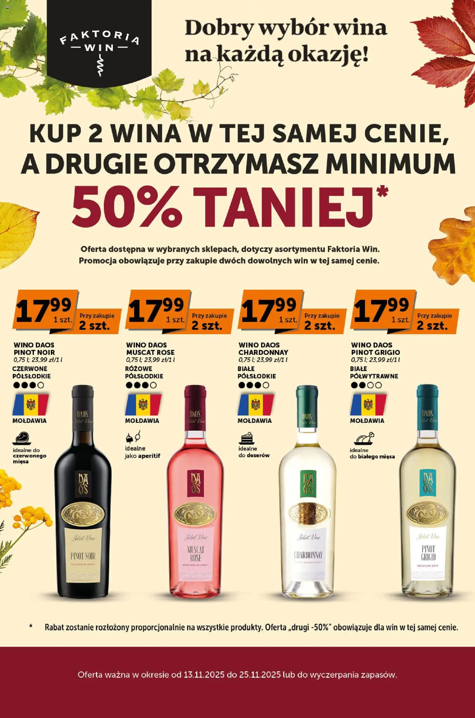 Pogląd gazetki "Faktoria Win" ze sklepu Euro Sklep ważnej od 13.11.2025 - Promocja, Wino, Aperitif, Chardonnay, Pinot Grigio