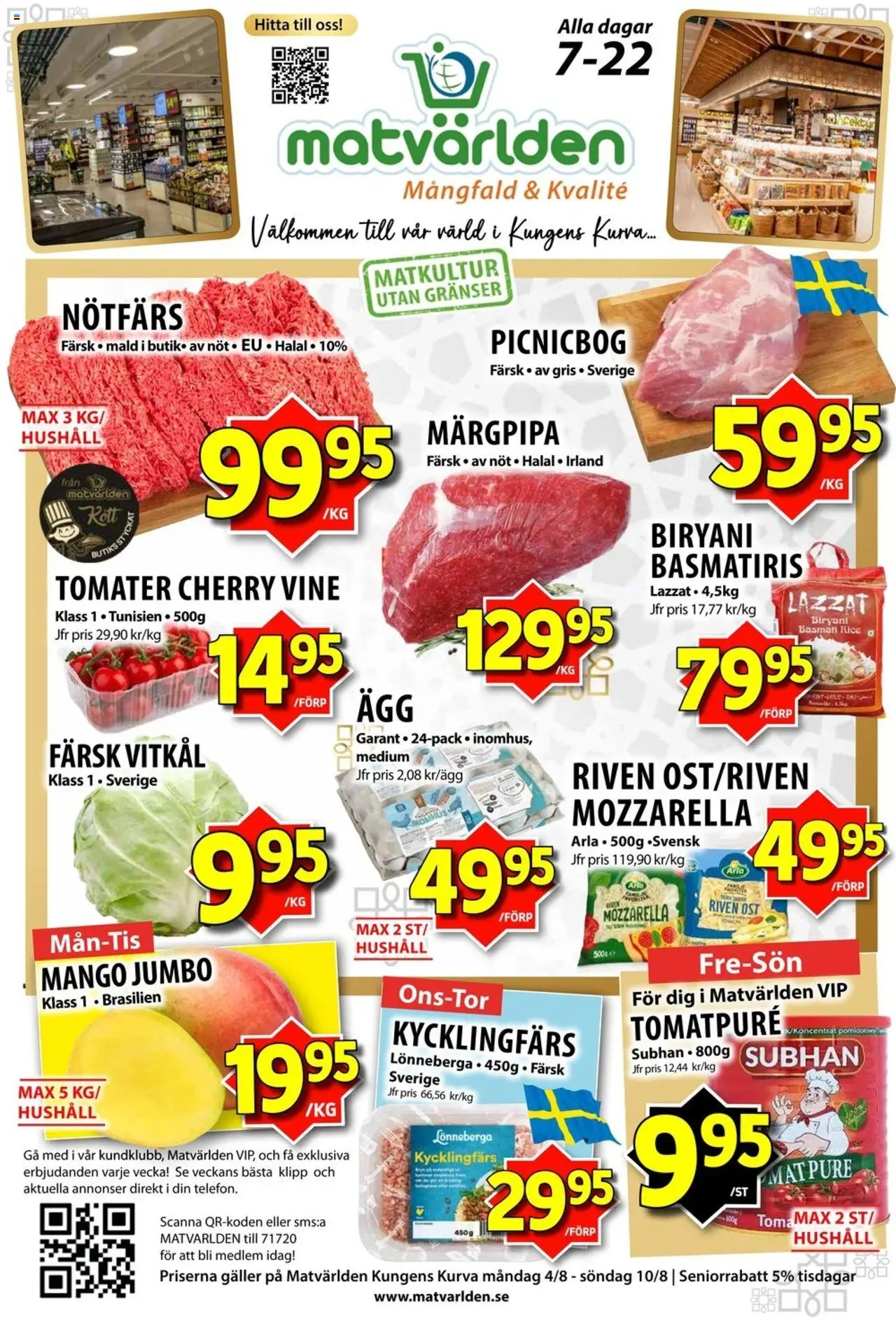 Aktuella reklamblad Matvärlden är giltig 04/08 2025 > Veckans Erbjudanden gäller från 04/08/2025 till 10/08/2025 sidnummer 1