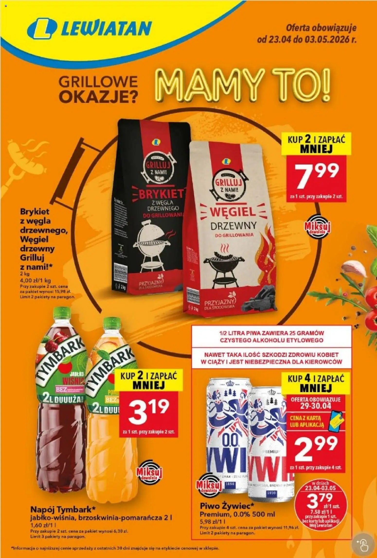 Pogląd gazetki "Lewiatan gazetka" ze sklepu Lewiatan ważnej od 23.04.2026 - Piwo, Tymbark, Karta, Jabłka