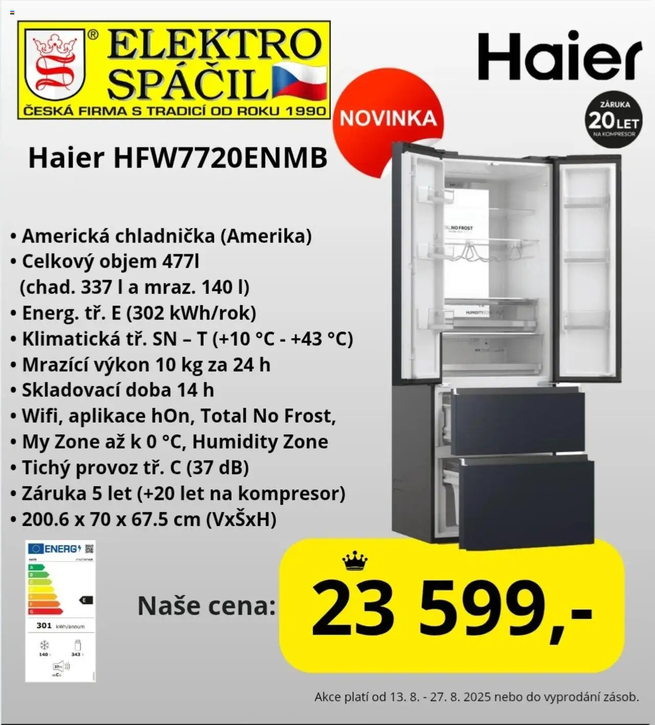  Elektro Spáčil Leták - Slevové akce (13.08.2025 - 27.08.2025) - Elektro, Kompresor, Chladnička