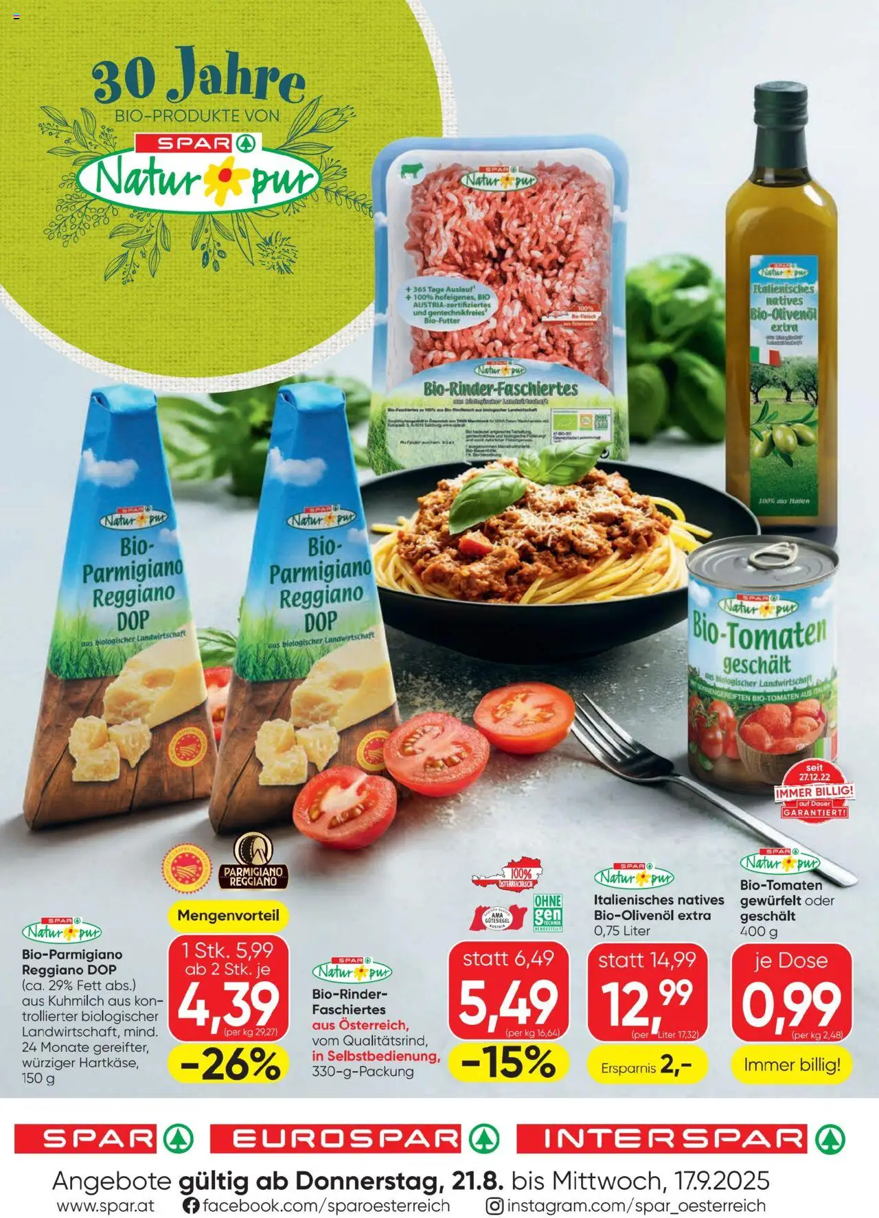  SPAR Flugblatt 21.08.2025 - Prospekt "Natur pur" - Seite 1
