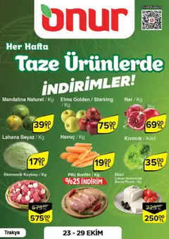 Onur Market Taze Ürünlerde İndirimler - Trakya 23.10.2025 - Broşürünün önizlemesi