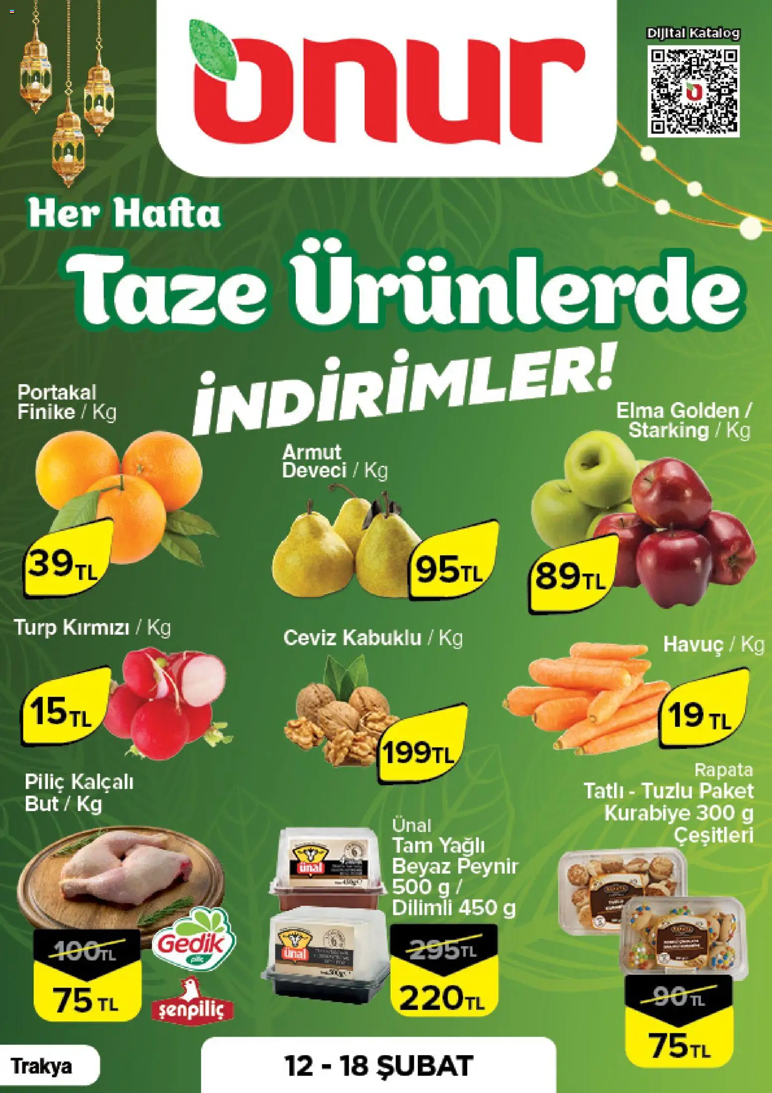 Onur Market Taze Ürünlerde İndirimler - Trakya 12.02.2026 - Broşürünün önizlemesi