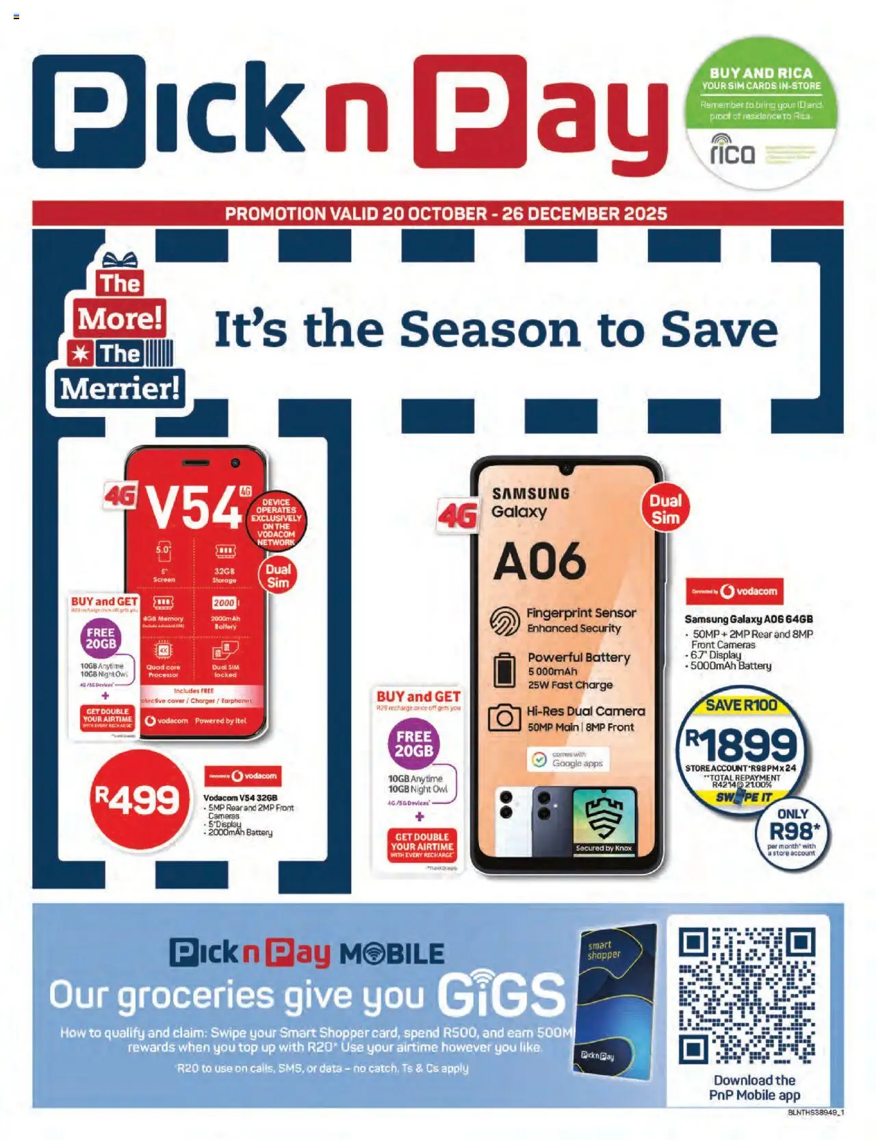 Pick n Pay Cellular Christmas Specials from 20/10 - 26/12/2025 > Promotions
