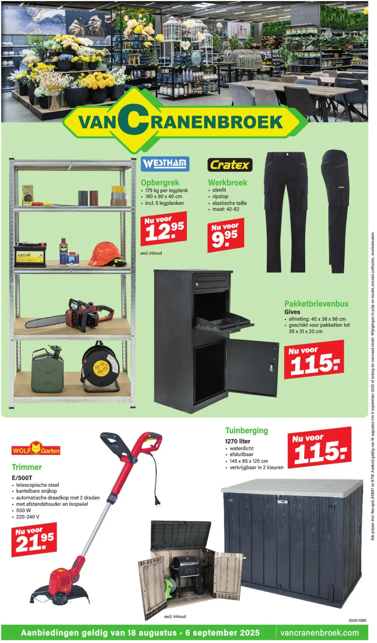 Van Cranenbroek shop Folder geldig vanaf 18/08/2025 - Paginanummer 1