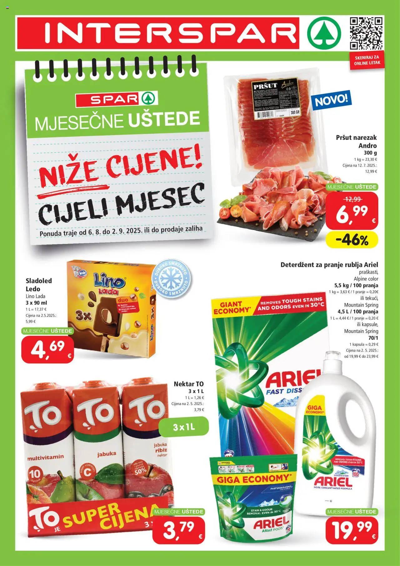 Interspar aktualni Uštede vrijedi od 06.08.2025 - tjedna akcija broj stranice 1