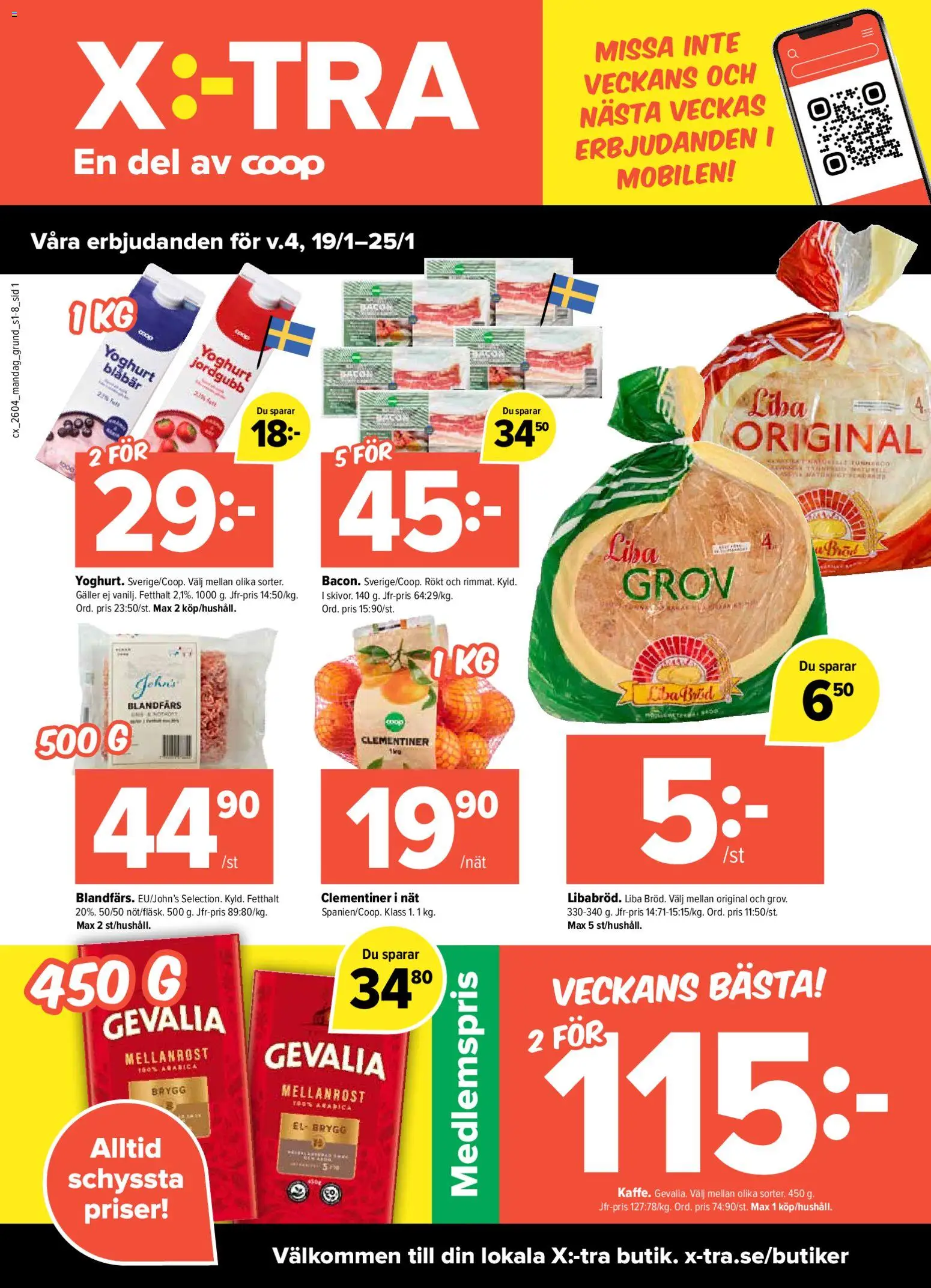 Förhandsgranska reklamblad Aktuella reklamblad Coop X:-TRA från butik Coop X:-TRA gäller från 19/01/2026