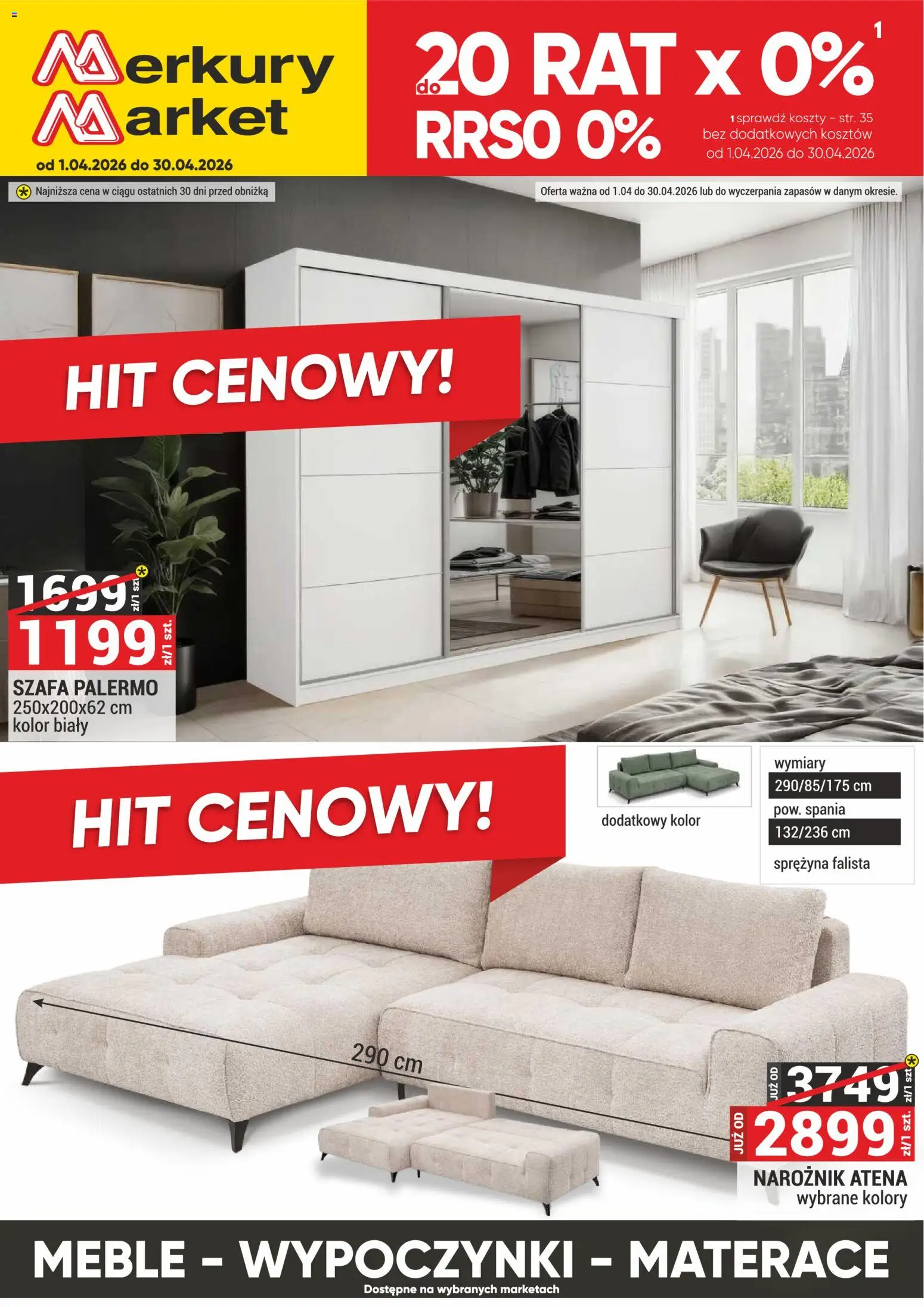 Pogląd gazetki "Merkury Market gazetka - Meble, Wypoczynki, Materace" ze sklepu Merkury Market ważnej od 01.04.2026