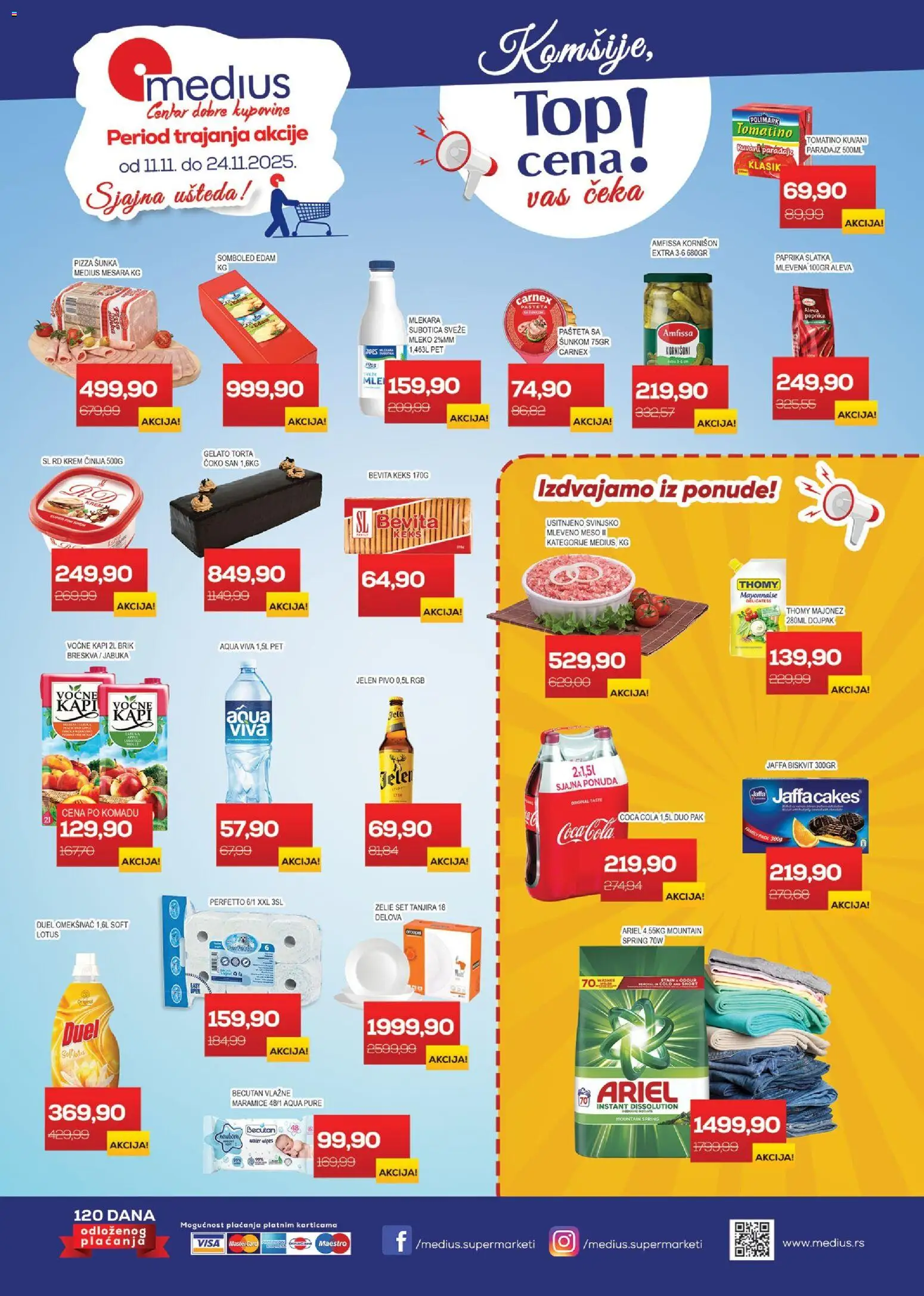 Pregled Medius kataloga - važi od 11.11.2025 - Torta, Pivo, Lotus, Keks, Mleko, Meso, Šunka, Kornišoni