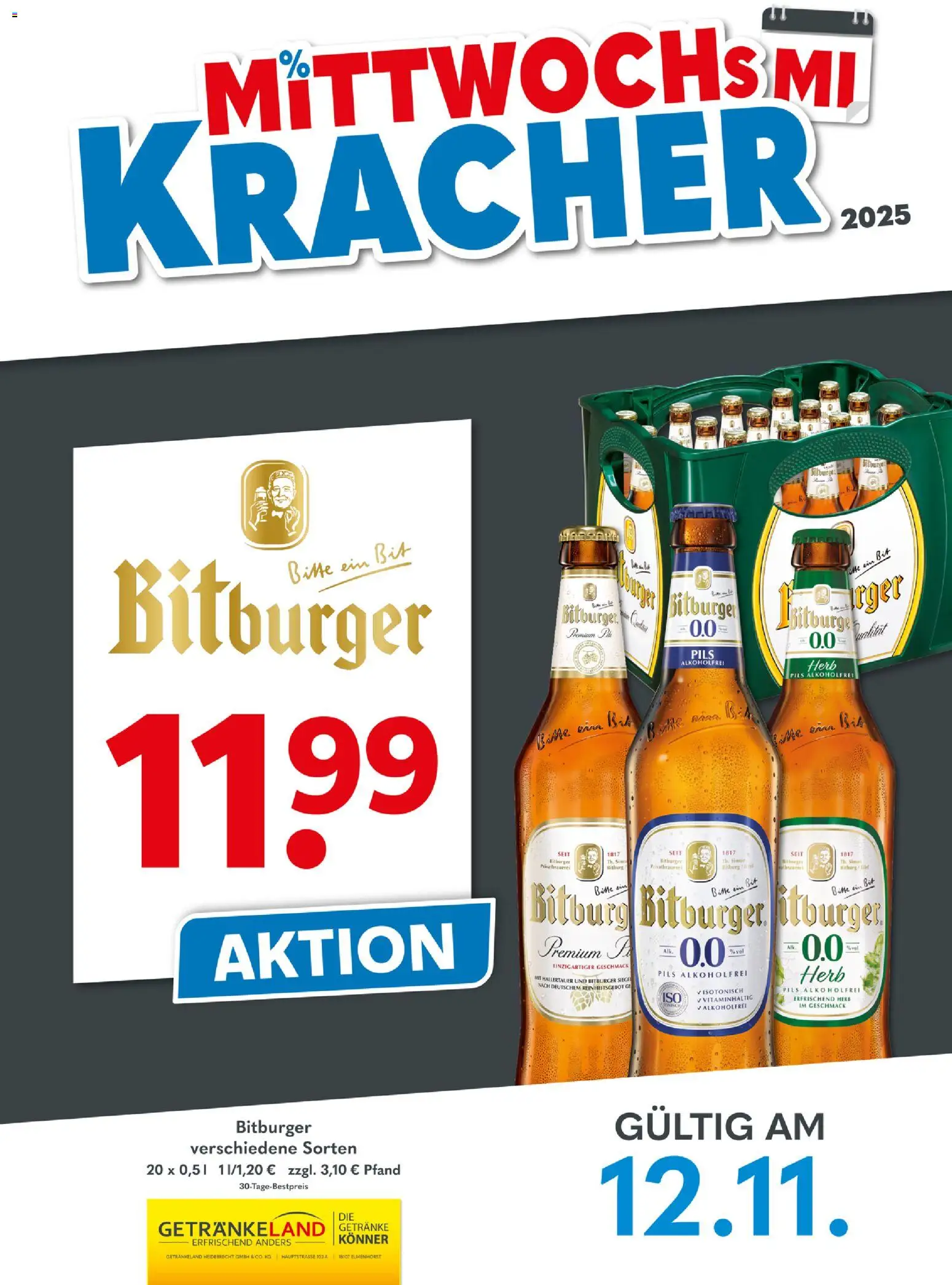 Vorschau von dem Prospekt des Geschäftes Getränkeland, gültig ab dem 12.11.2025 - Bitburger, Pils