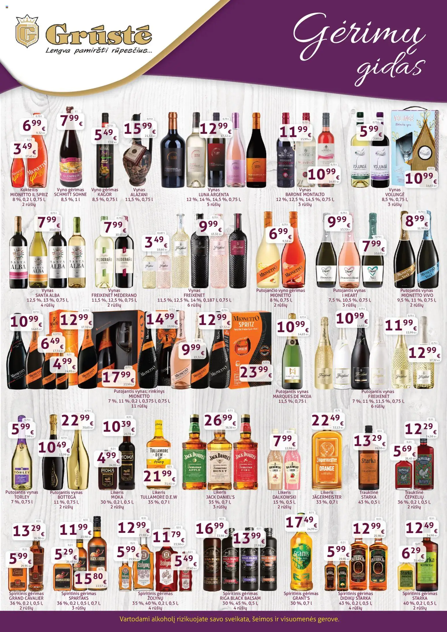 GRUSTE parduotuvės leidinio Leidinys - Gėrimų gidas galiojančio nuo 2026.02.21 peržiūra - Vynas, Jägermeister