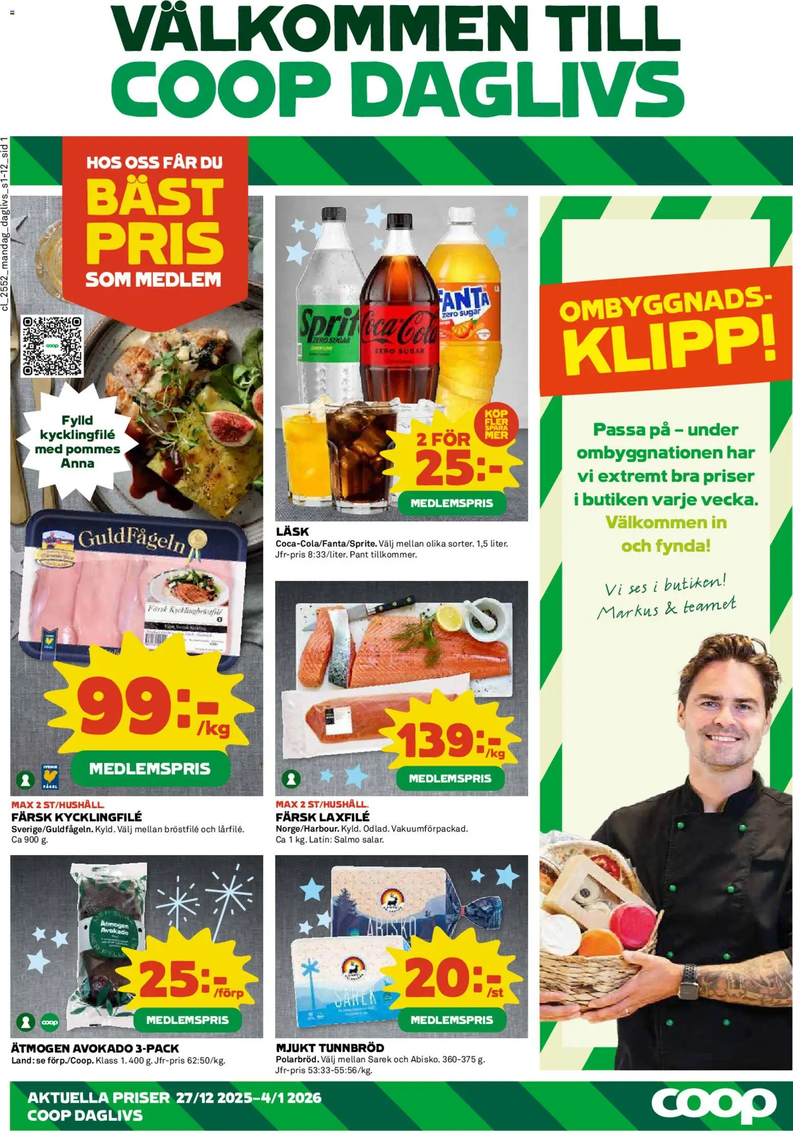 Förhandsgranska reklamblad Aktuella reklamblad Coop Daglivs från butik Coop Daglivs gäller från 29/12/2025