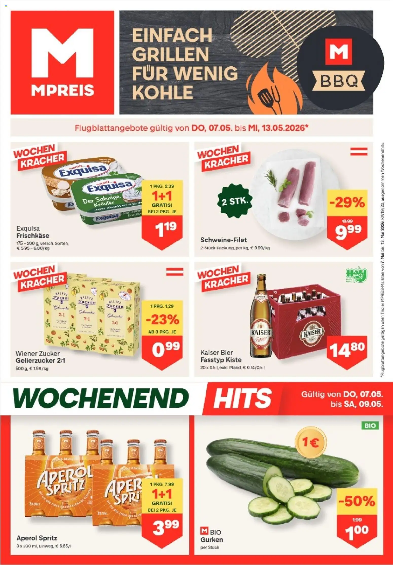 Vorschau der Angebote: MPREIS MPREIS Absam gültig ab 07.05.2026 - Bier, Aperol, Gurken, Zucker, Gelierzucker