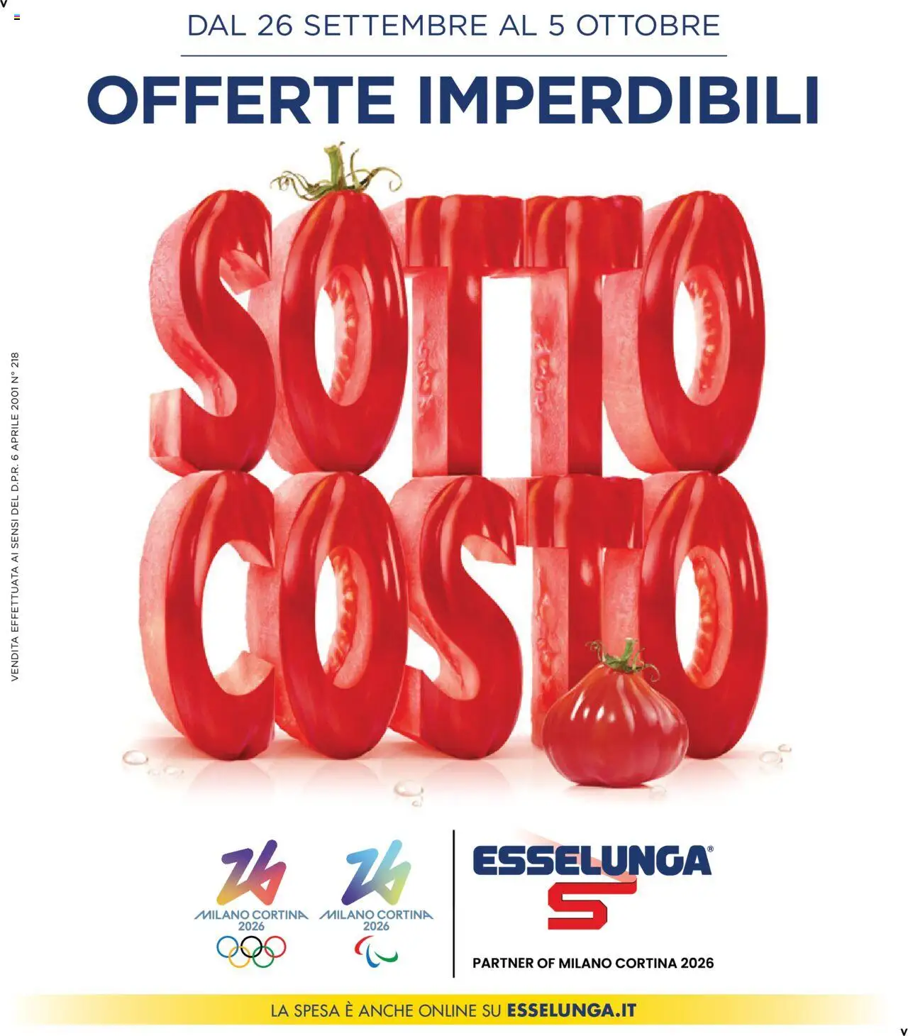 Volantino Esselunga S valido da 26/09/2025 numero di pagina 1