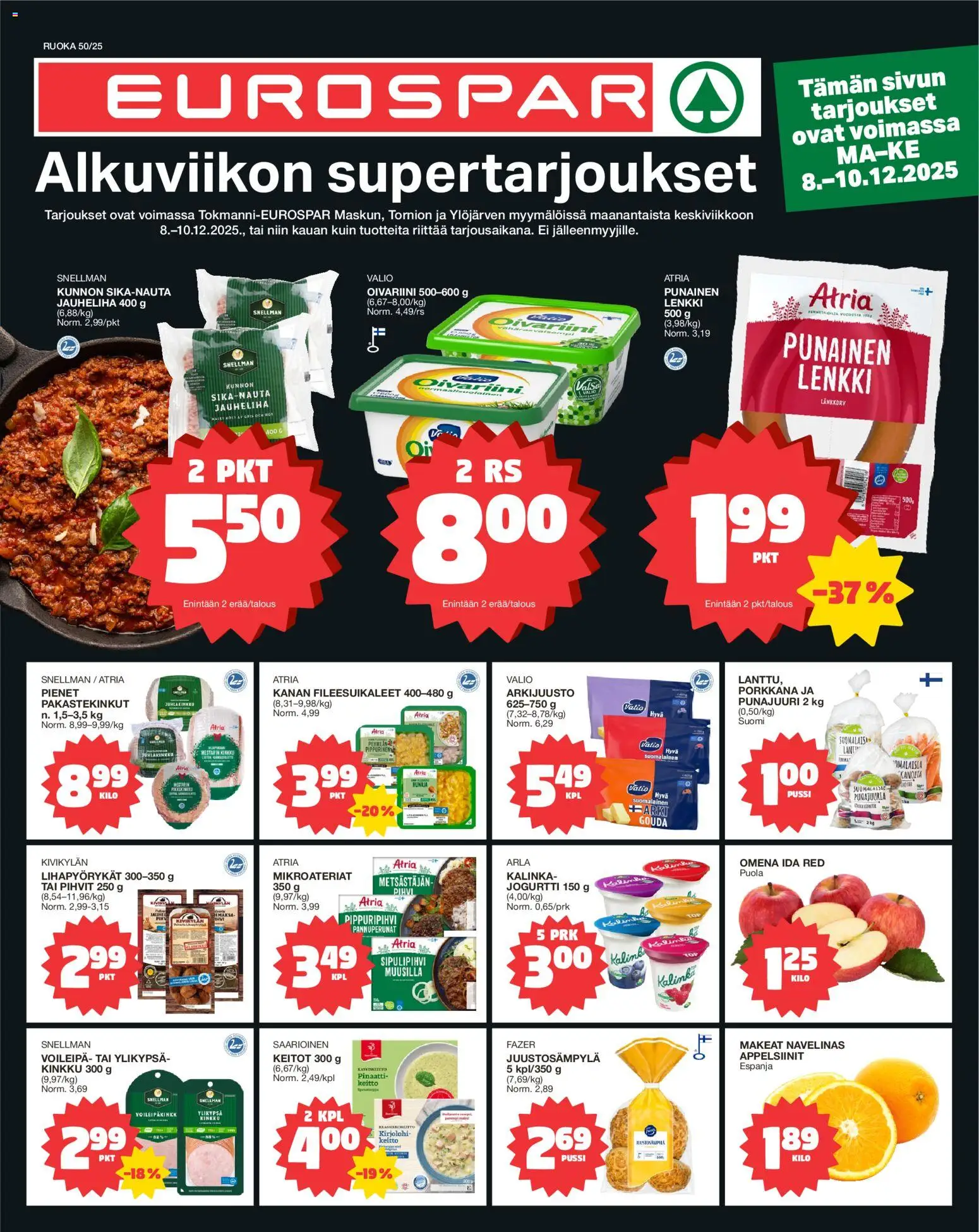 Kaupan Tokmanni EUROSPAR esikatselu, voimassa 08/12/2025