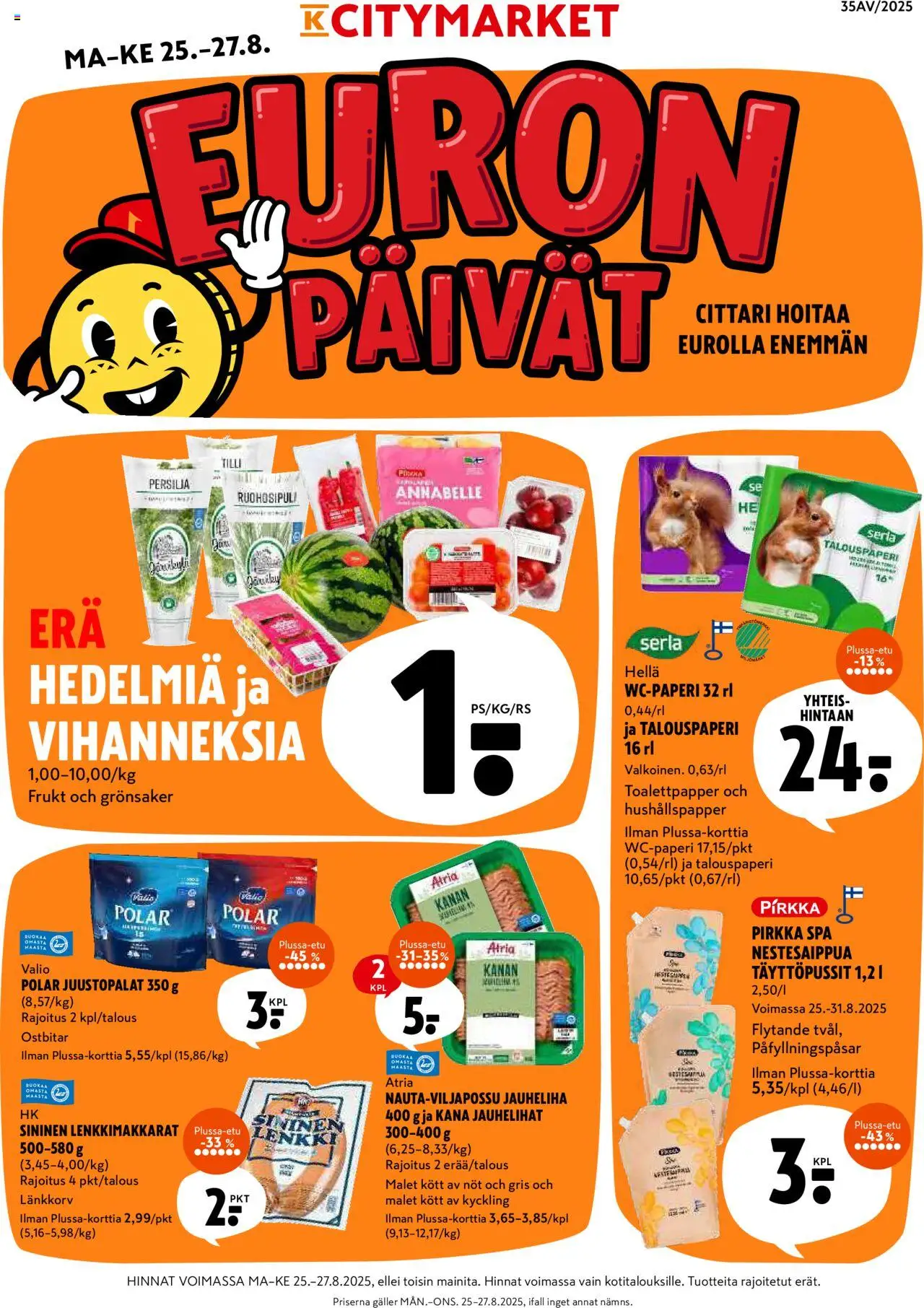K-Citymarket-kaupan Tarjoukset voimassa 25/08/2025 - Sivulla 1