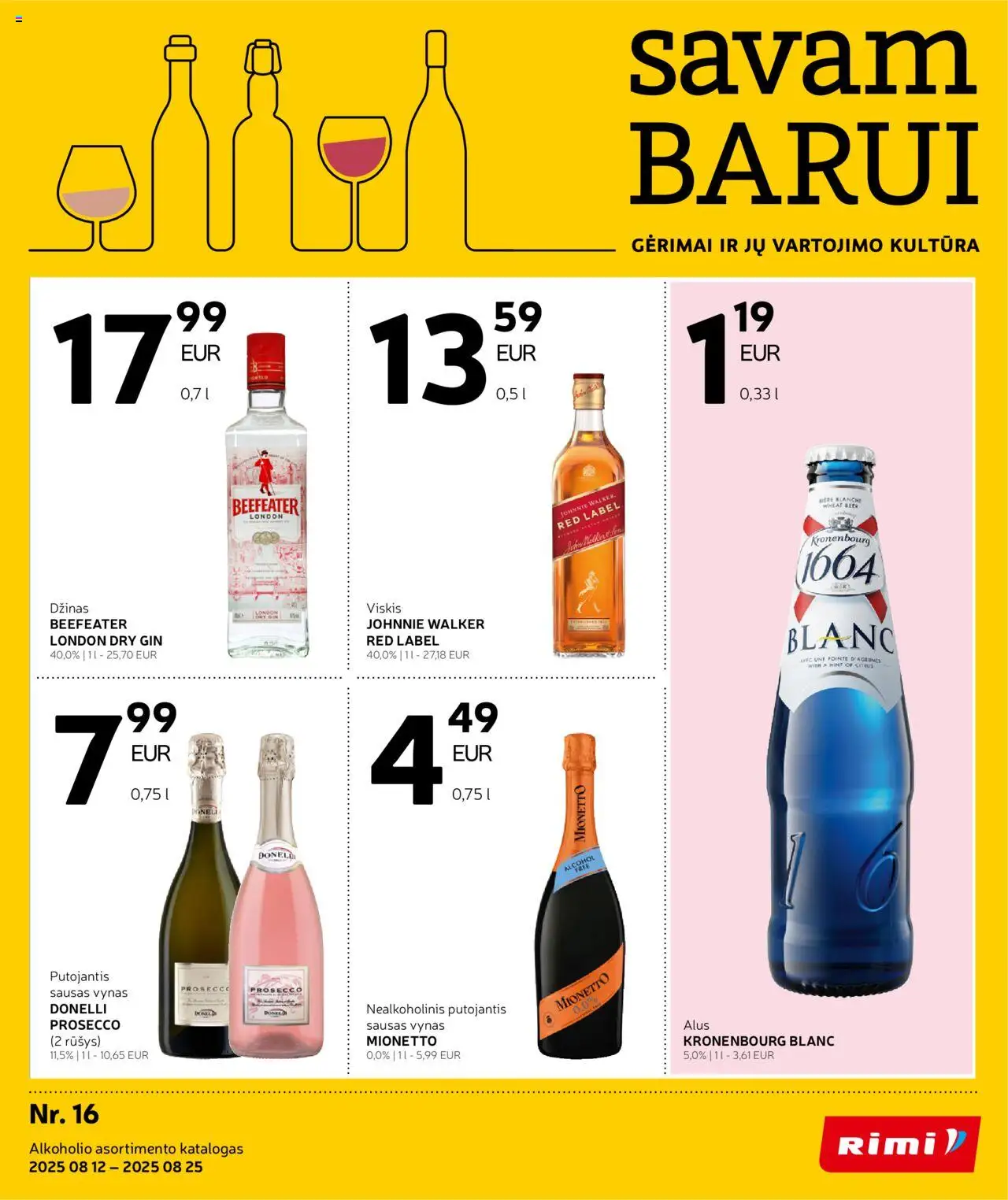 Rimi leidinys galioja nuo 2025.08.12 – puslapio numeris 1 - Alus, Viskis, Vynas, Džinas