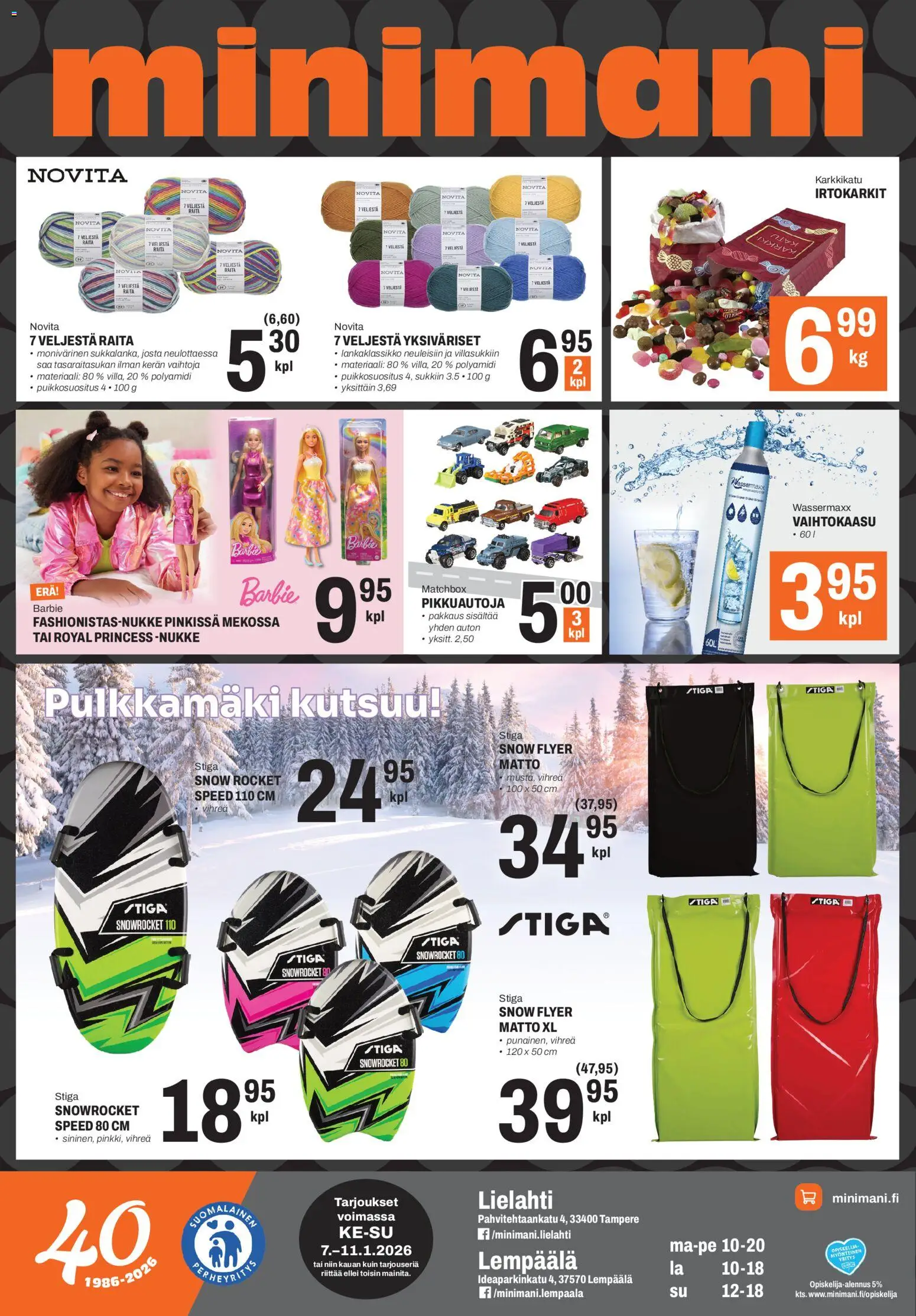Kaupan Minimani Tarjoukset - Lempäälä / Tampere esikatselu, voimassa 07/01/2026 - Matto, Irtokarkit