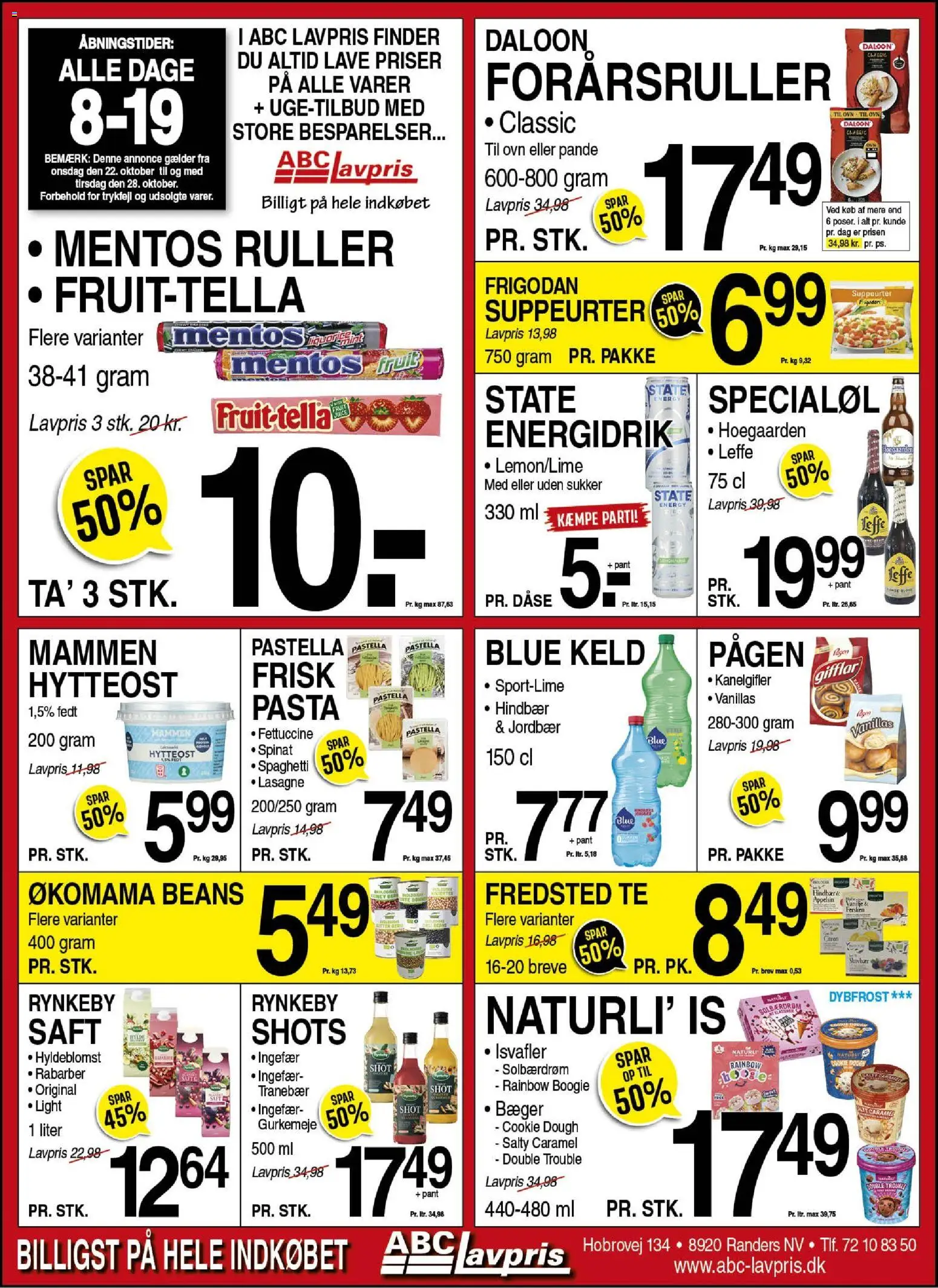 Abc Lavpris tilbudsavis gyldig fra 22/10/2025 - side 1 - Is, Lasagne, Pasta, Te, Rabarber, Sukker, Vanilje, Kanelgifler