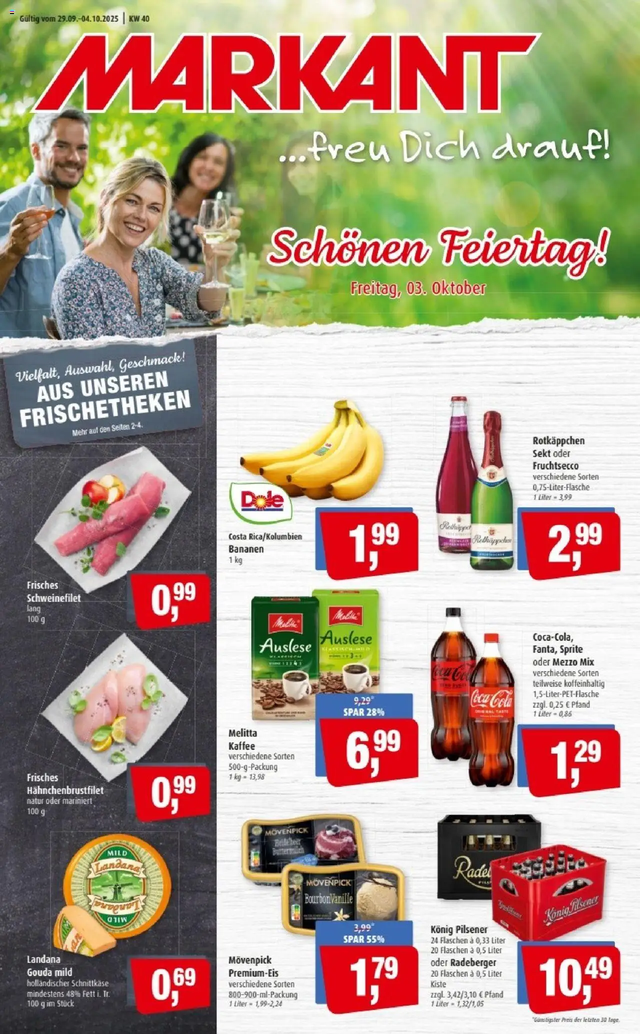 Markant Prospekt (vom 29.09.2025 - 04.10.2025) - Coca cola, Bananen, Buttermilch, Sekt, Vanille, Melitta, Bourbon, Oder mezzo mix
