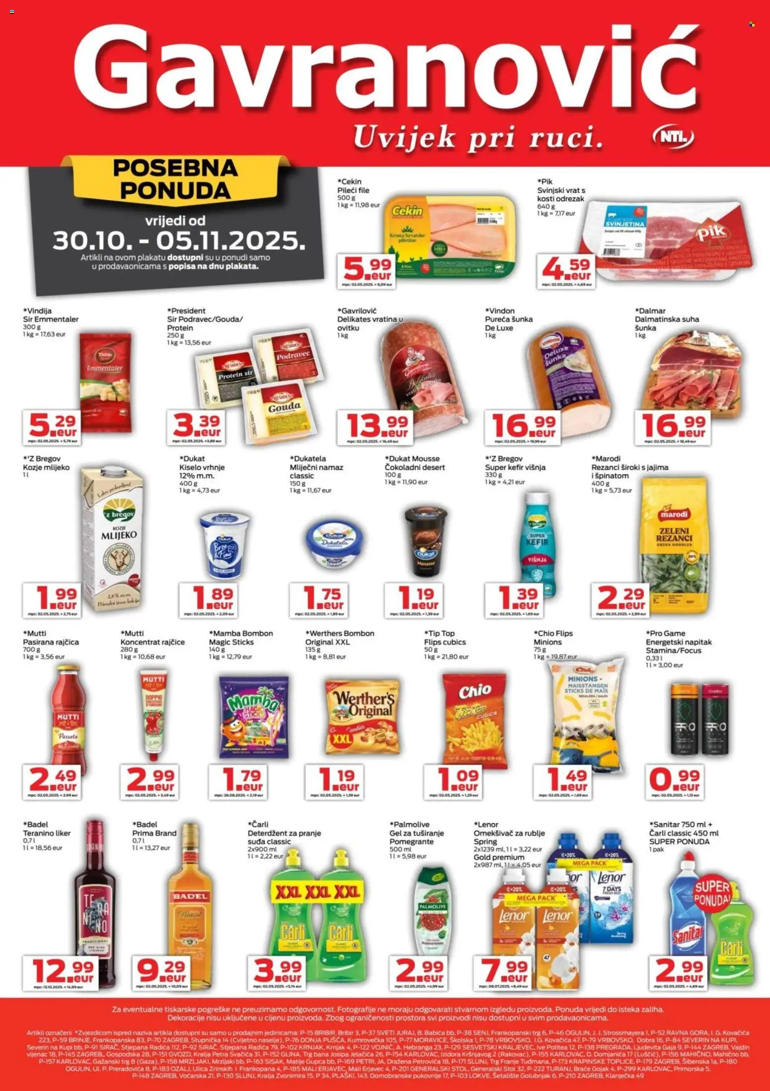 Pregled letka Katalog trgovine Gavranović vrijedi od 30.10.2025