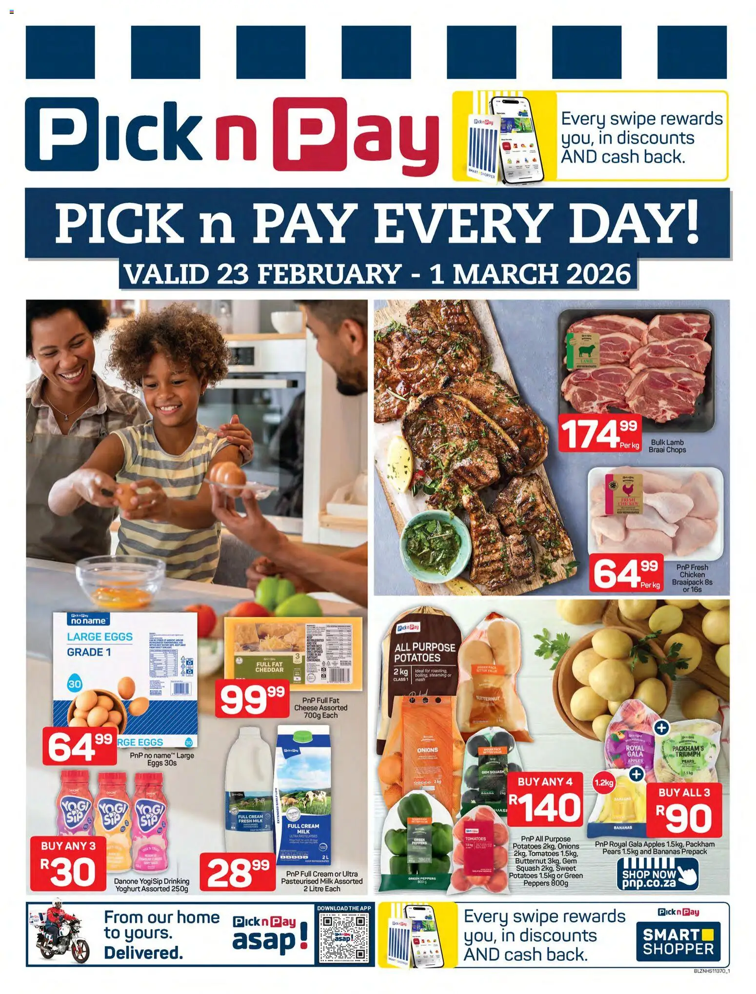 Preview of Pick n Pay flyer valid from 23/02/2026 - Apples, Eggs, Cheese, Bananas, Cream, Yoghurt, Squash, Pears