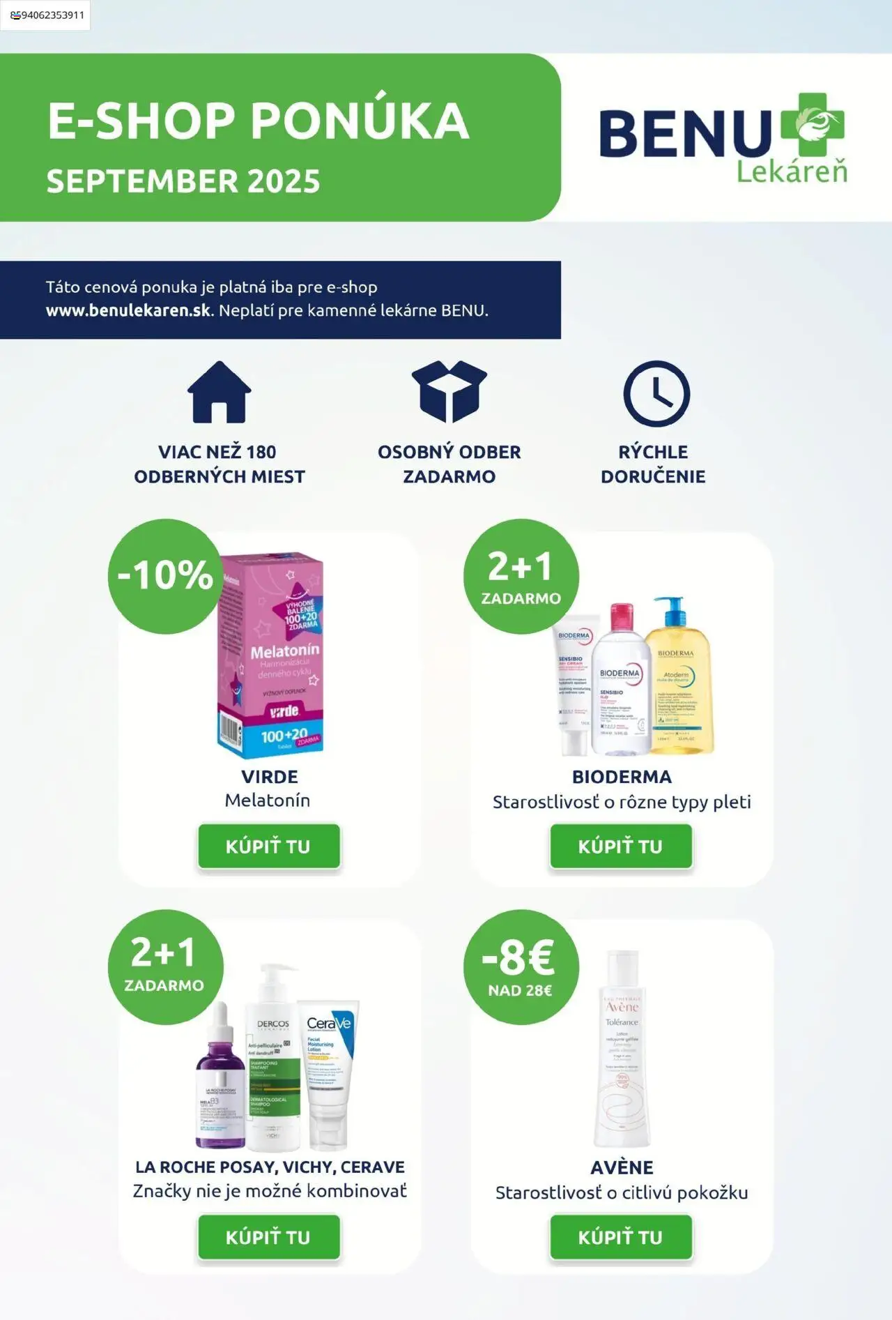 BENU Lekáreň Leták pre E-shop (01.09. - 30.09.2025) - Akčná ponuka