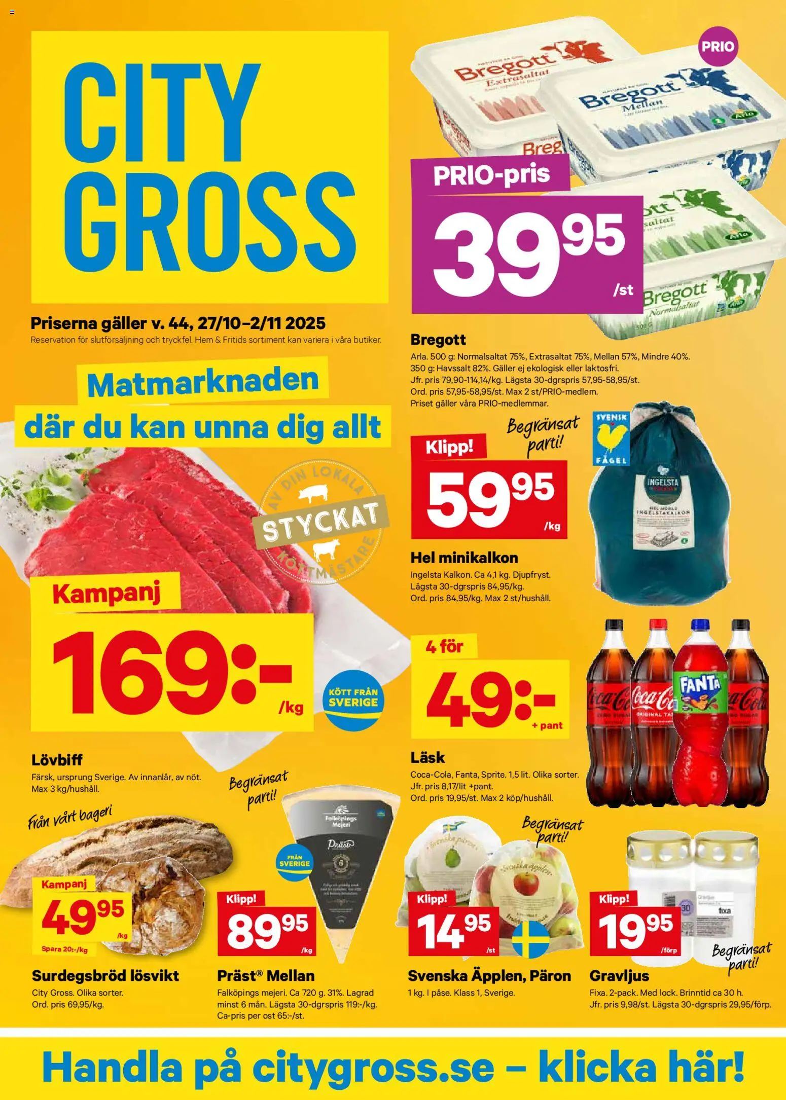 Aktuella reklamblad City Gross är giltig 27/10 2025 > Veckans Erbjudanden gäller från 27/10/2025 till 02/11/2025 sidnummer 1