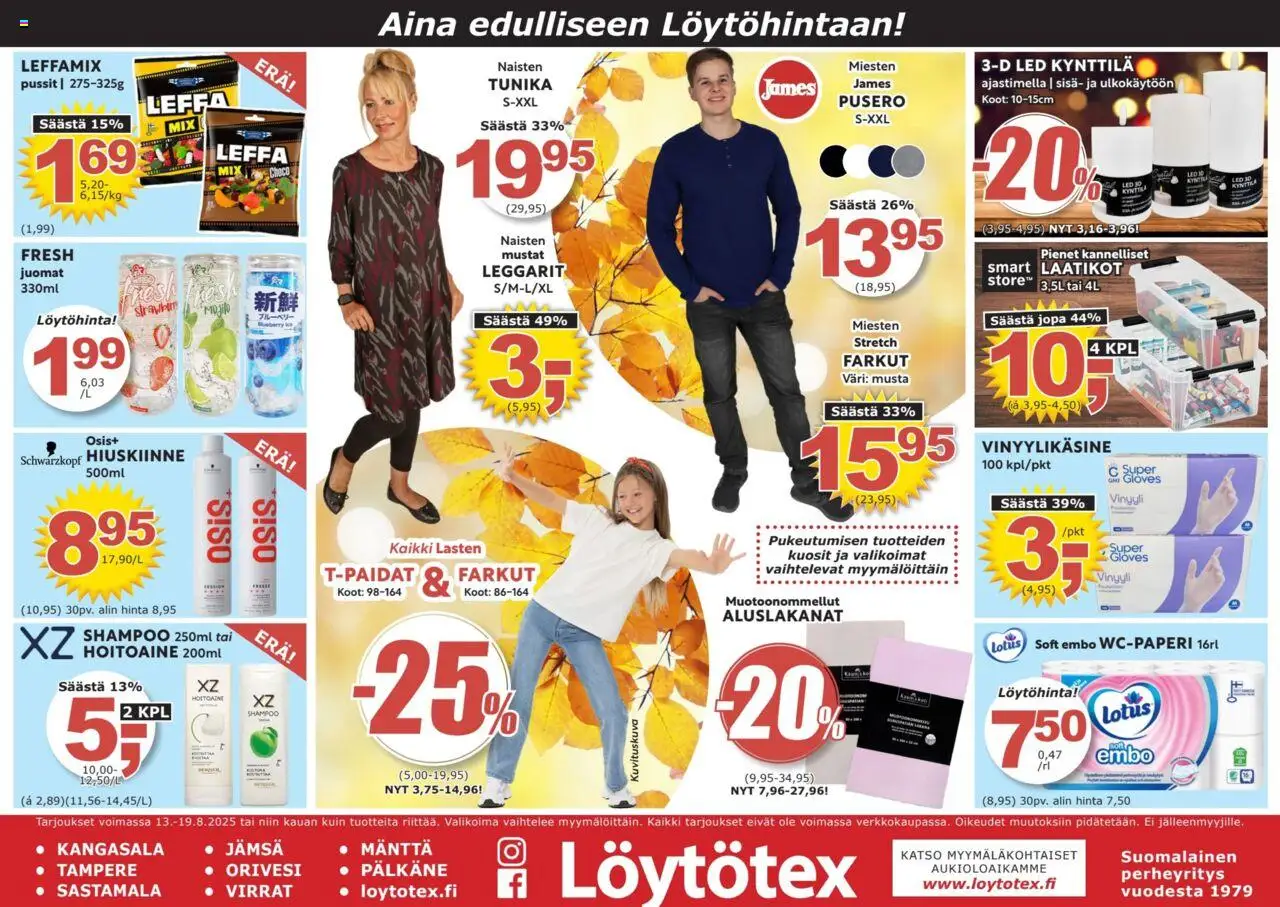 Löytötex-kaupan Tarjoukset voimassa 13/08/2025 - Sivulla 1