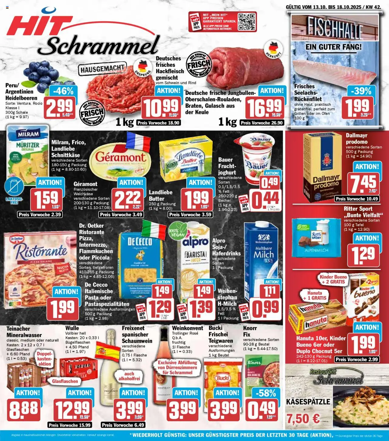HIT Prospekt ab 13.10.2025 nächste Woche > Baden-Württemberg - Mineralwasser, Milch, Ofen, Ristorante, Kinder bueno, Alpro, Geramont, Haltbare milch