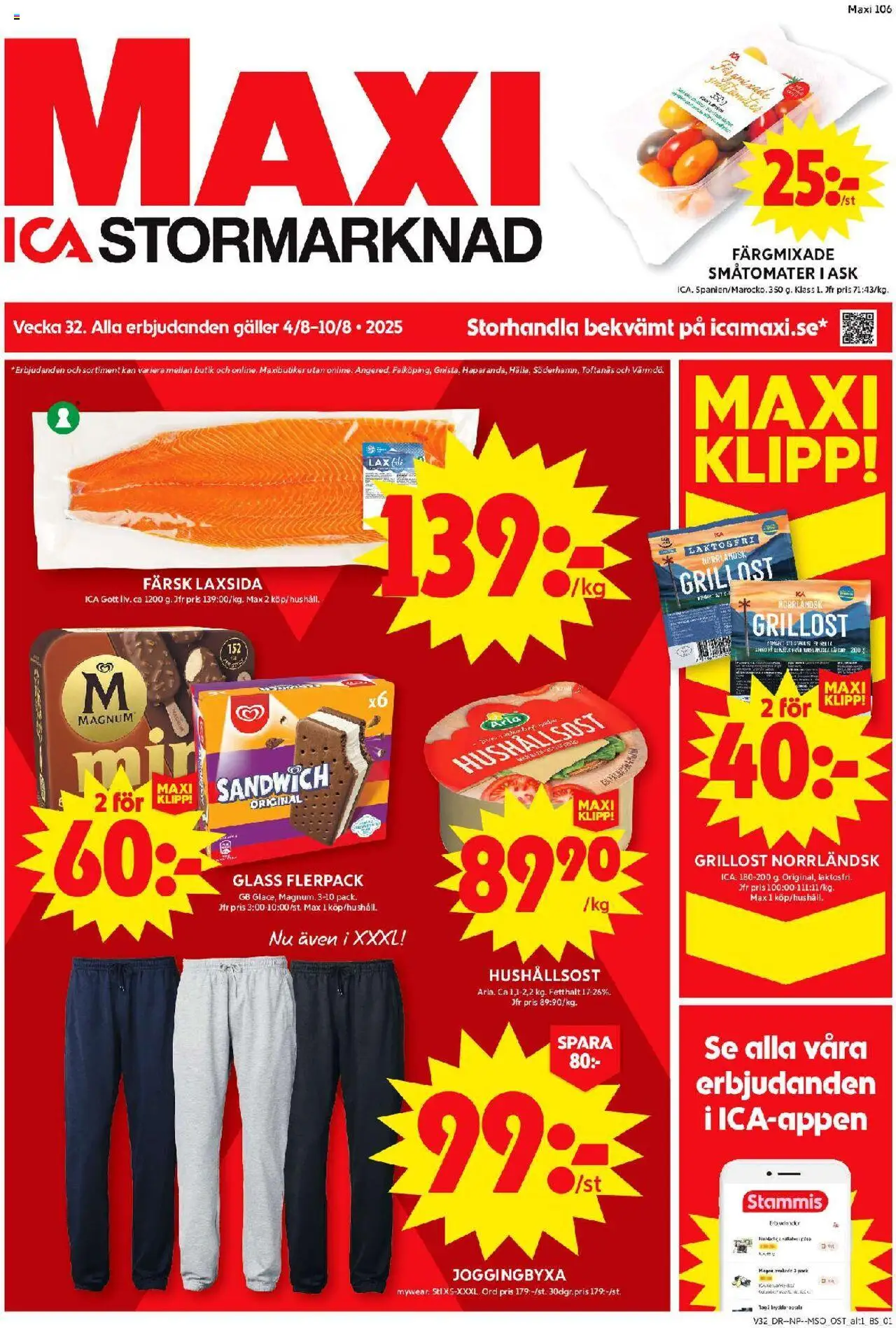 Aktuella reklamblad ICA Maxi är giltig 04/08 2025 > Veckans Erbjudanden gäller från 04/08/2025 till 10/08/2025 sidnummer 1