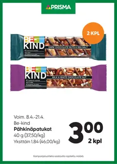 Kaupan Prisma Prisma tarjoukset Pähkinäpatukat esikatselu, voimassa 08/04/2026
