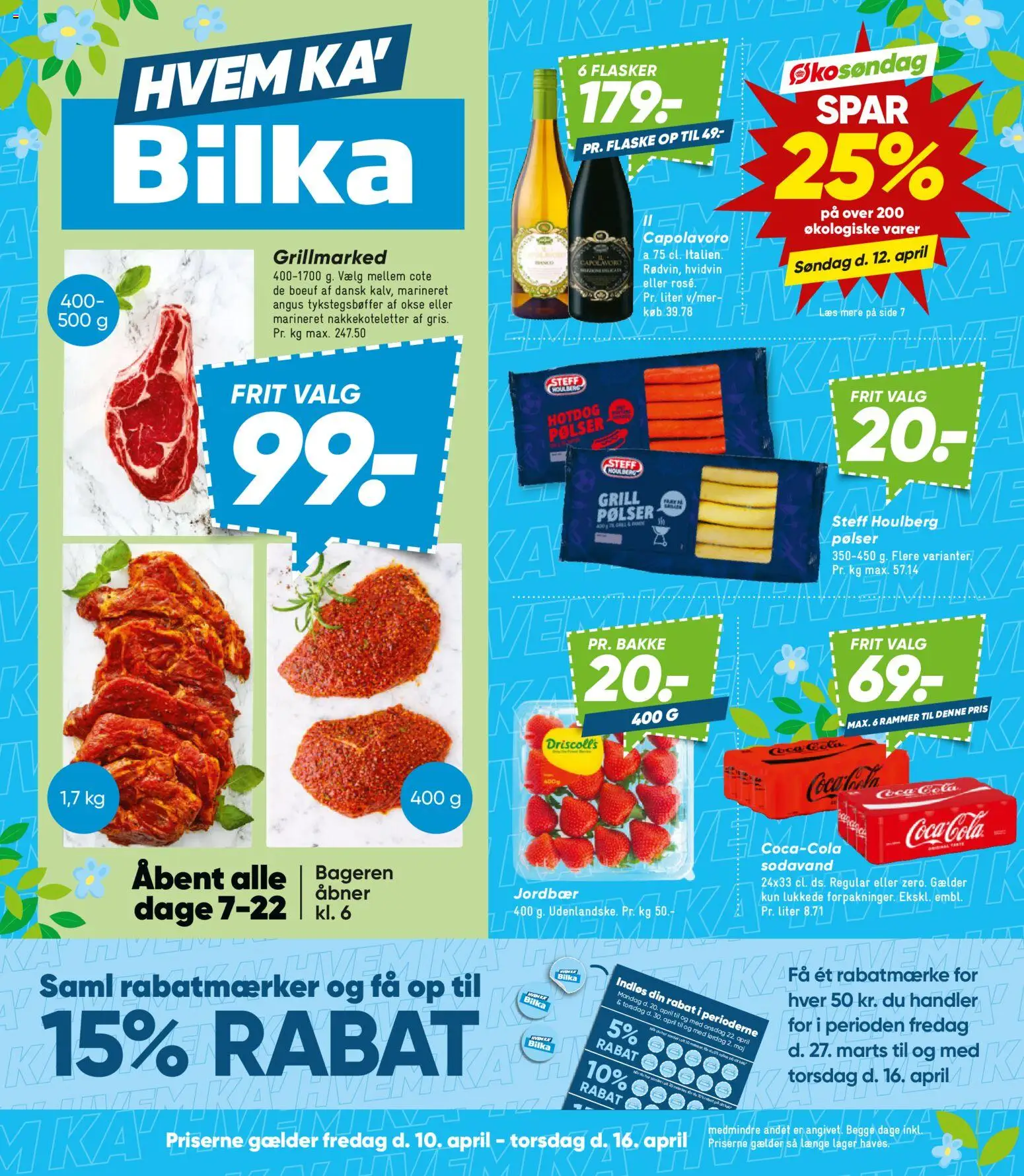 Eksempel på tilbudsavis Bilka - Tilbudsavis uge 16 fra butik Bilka gyldig fra 10/04/2026 - Grill, Coca Cola, Jordbær, Sodavand, Cola, Rammer, Pølser, Hvidvin