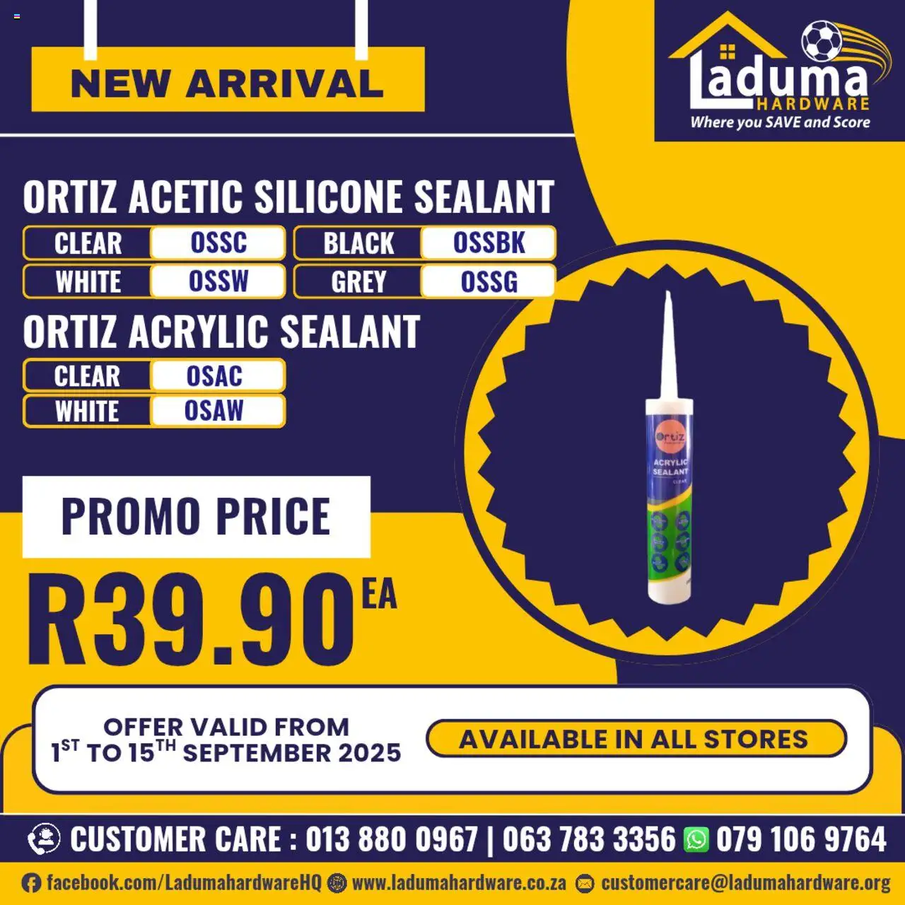 Laduma Hardware Facebook Promotion from 01/09 - 15/09/2025 > Promotions - Silicone