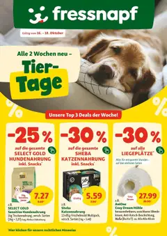 Vorschau der Angebote: Fressnapf Fressnapf Angebote 16.10. bis 18.10. gültig ab 15.10.2025