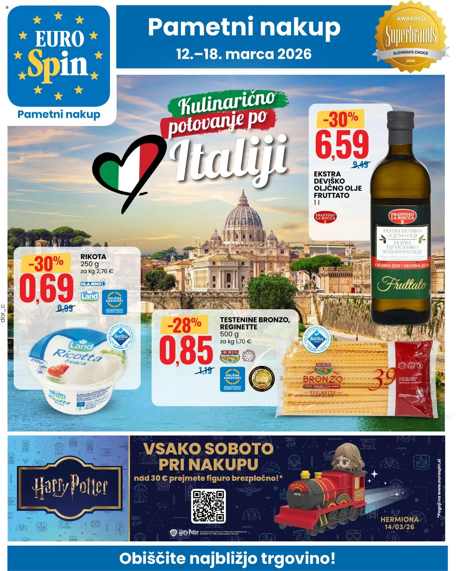 Predogled kataloga iz trgovine Eurospin veljaven od 12.03.2026 - Testenine, Oljčno olje, Olje, Olive