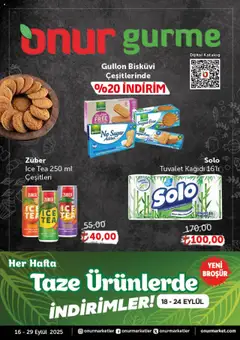 Onur Market Katalog - Gurme 16.09.2025 - Broşürünün önizlemesi