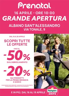 Anteprima dell'opuscolo Prenatal volantino Nuova Apertura Albano Sant'Alessandro dal negozio Prenatal valido da 16/04/2026