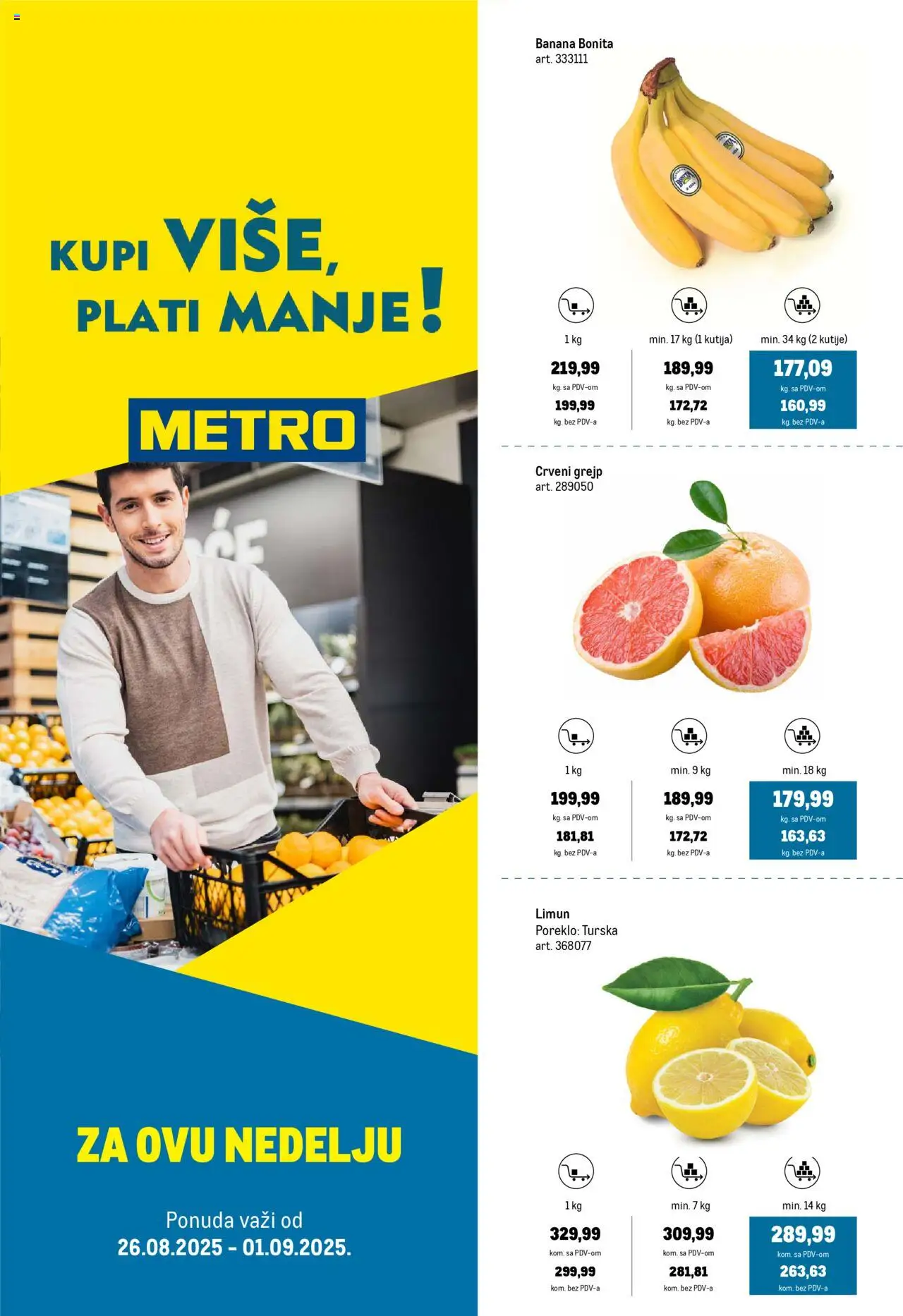 Metro katalog važi od 26.08.2025 - stranica 1 - Turska, Banana, Limun, Kutija, Grejp