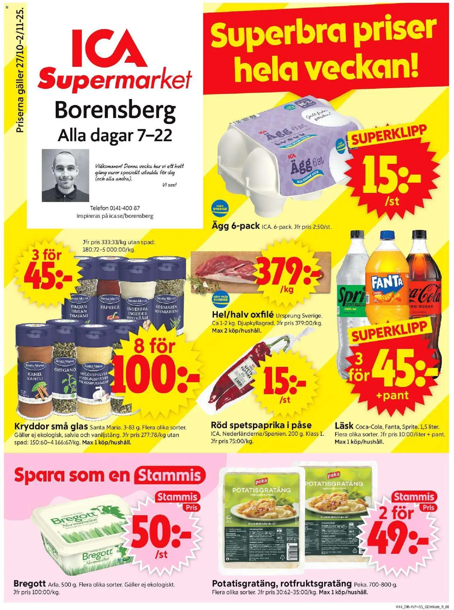 Borensberg är giltig 27/10 2025 > Veckans Erbjudanden gäller från 27/10/2025 till 02/11/2025 sidnummer 1