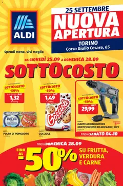 Anteprima dell'opuscolo Volantino Nuova Apertura Torino dal negozio Aldi valido da 25/09/2025