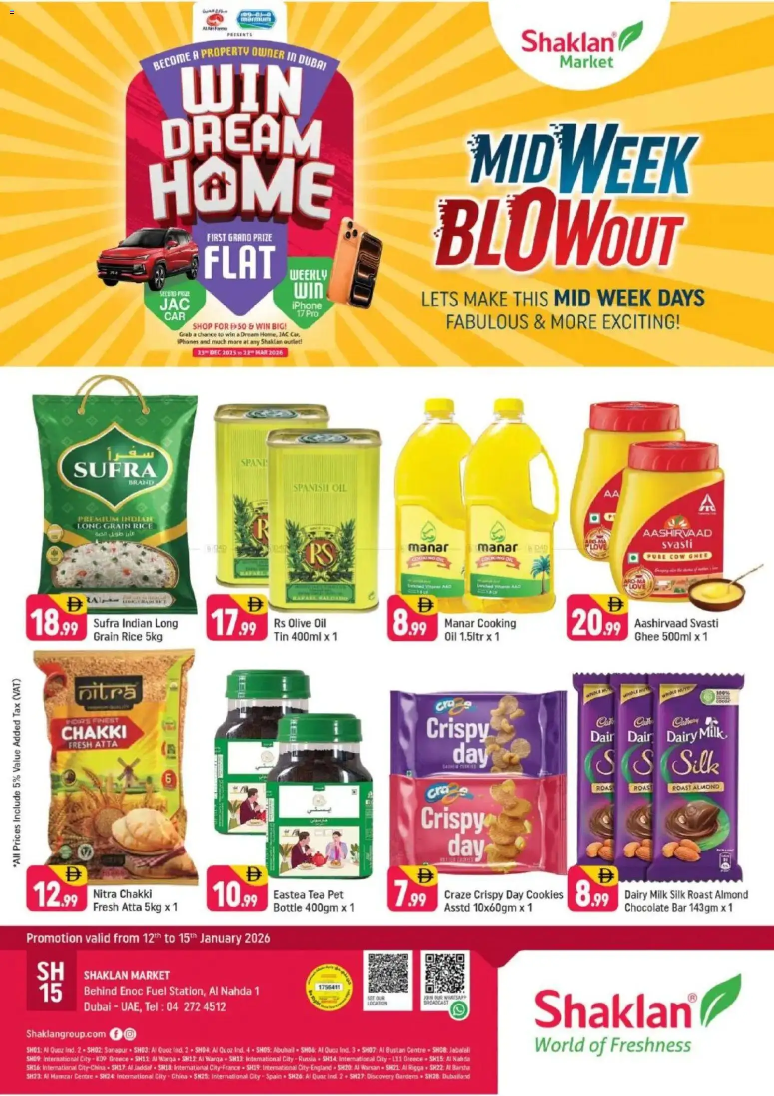 Preview of the catalogue Midweek Blow Out - Al Nahda 1, Dubai of store Shaklan valid from 12 Jan, 2026 - Chocolate, Tea, Cookies, Milk, Oil, Rice