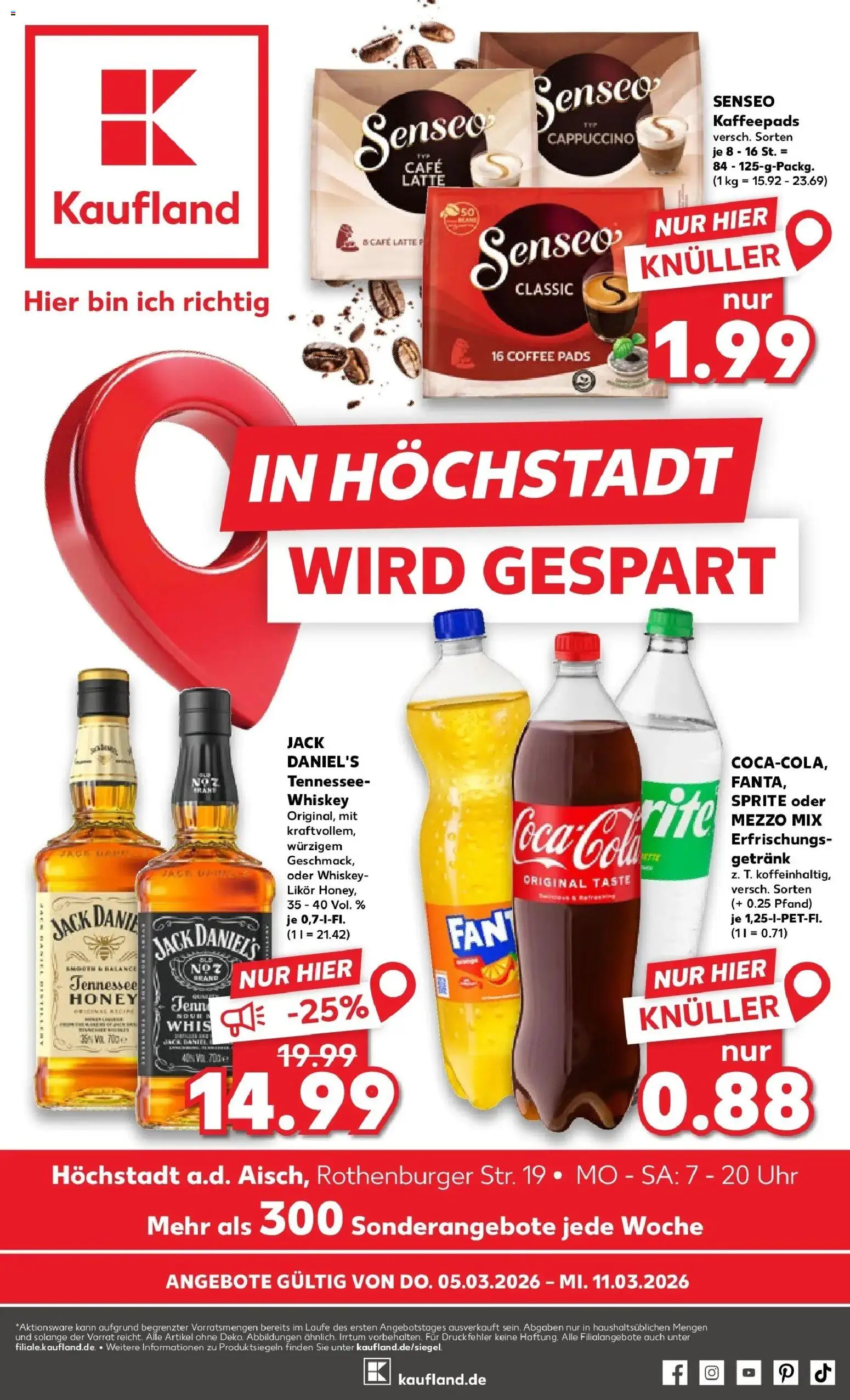 Vorschau von dem Prospekt des Geschäftes Kaufland, gültig ab dem 05.03.2026 - Whiskey, Senseo, Sprite, Mezzo mix, Likör, Kaffeepads, Jack Daniel's, Oder mezzo mix