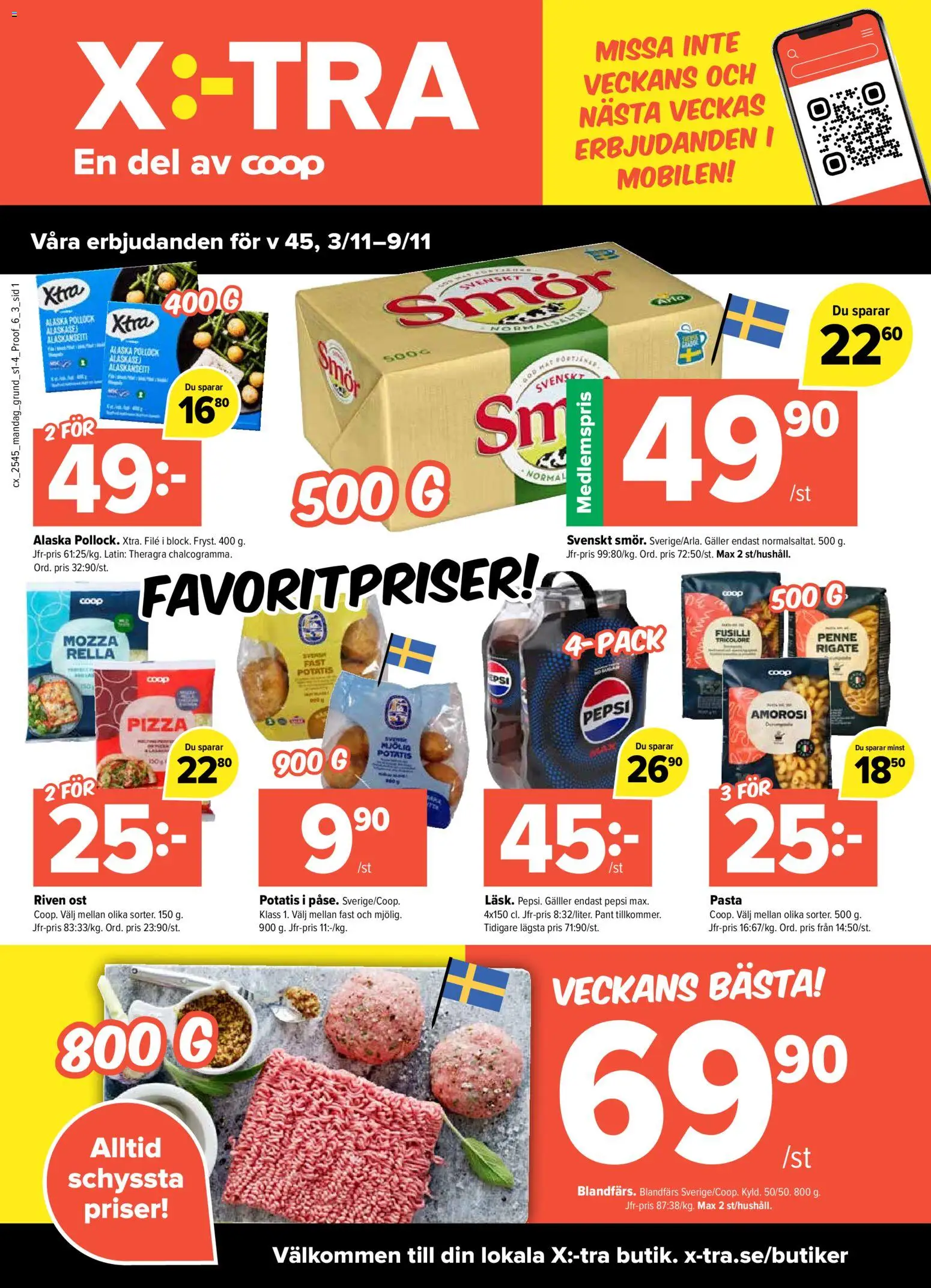 Förhandsgranska reklamblad Aktuella reklamblad Coop X:-TRA från butik Coop X:-TRA gäller från 03/11/2025
