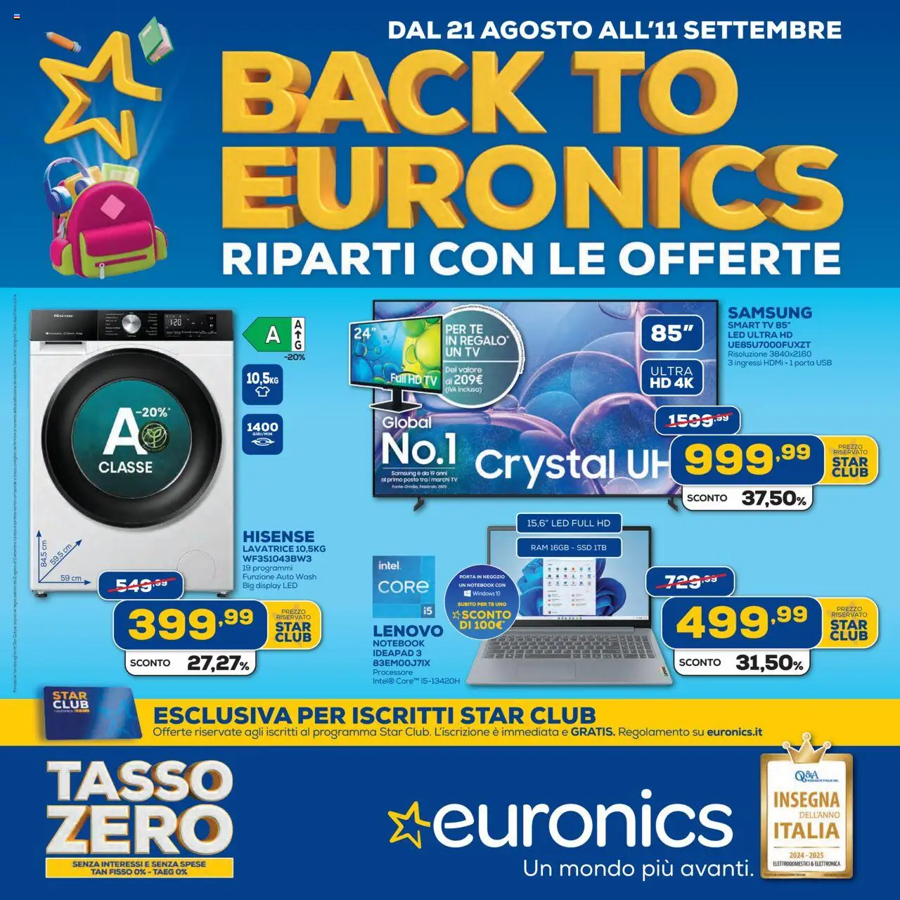 Volantino Euronics valido da 21/08/2025 numero di pagina 1