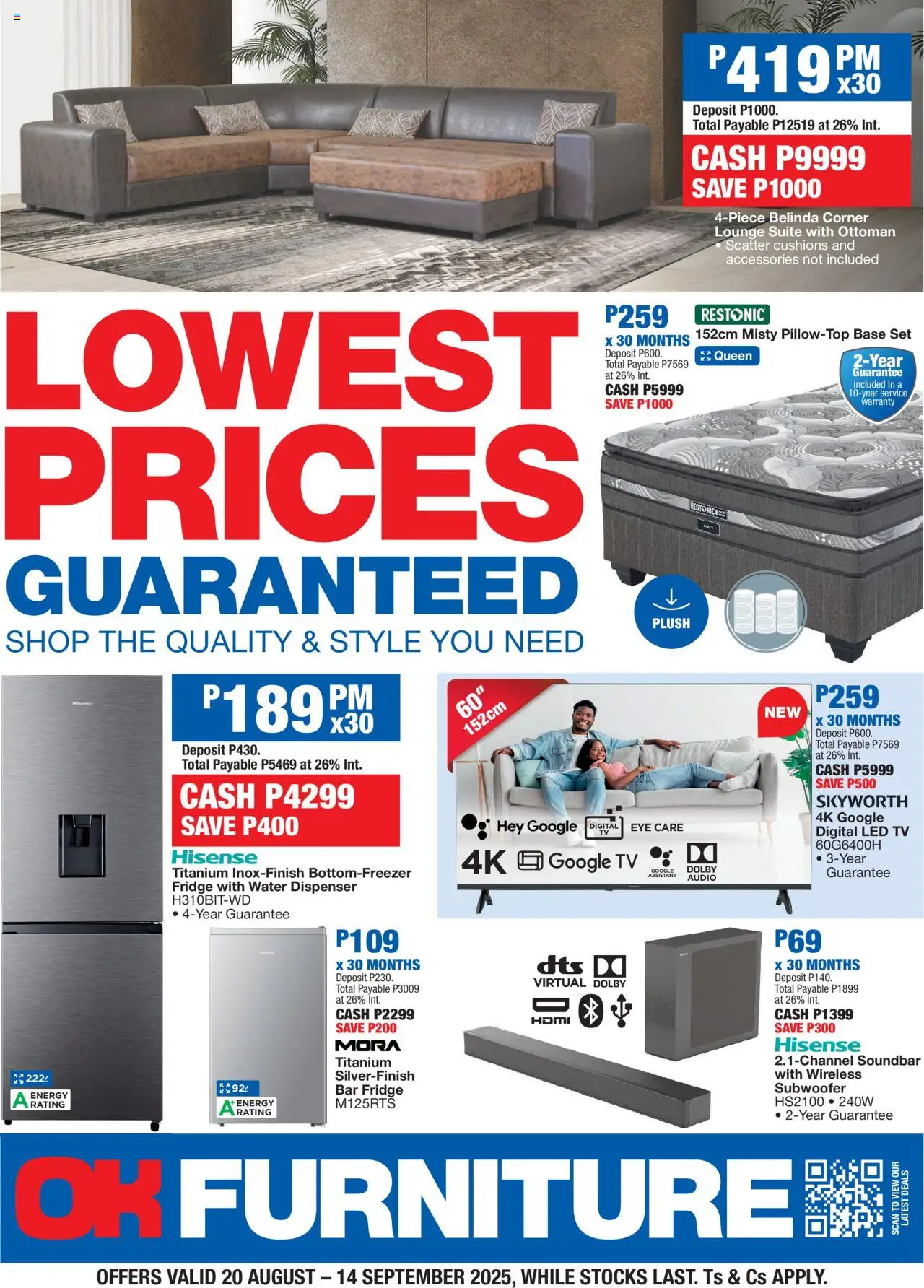 OK Furniture Lowest Prices Catalogue Botswana from 20/08 - 14/09/2025 > Promotions
